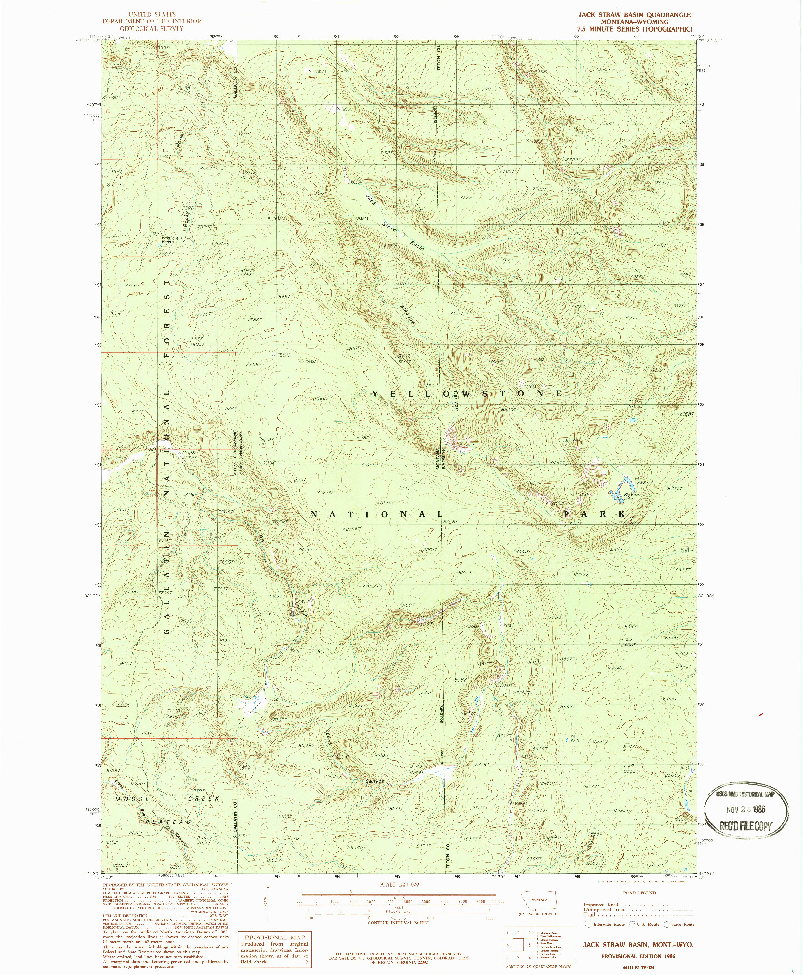 USGS 1:24000-SCALE QUADRANGLE FOR JACK STRAW BASIN, MT 1986