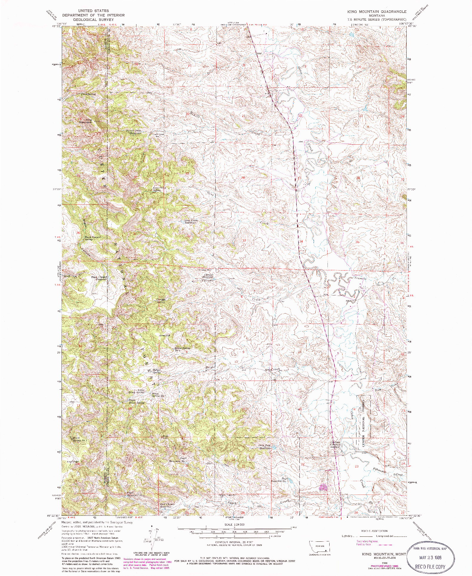 USGS 1:24000-SCALE QUADRANGLE FOR KING MOUNTAIN, MT 1966