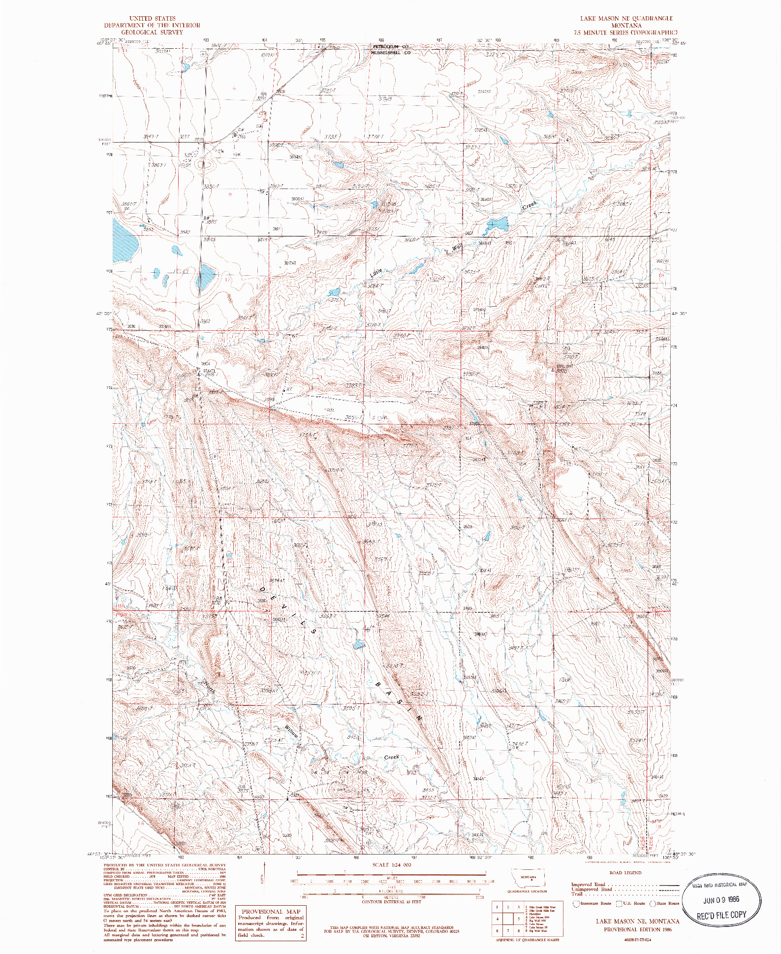 USGS 1:24000-SCALE QUADRANGLE FOR LAKE MASON NE, MT 1986