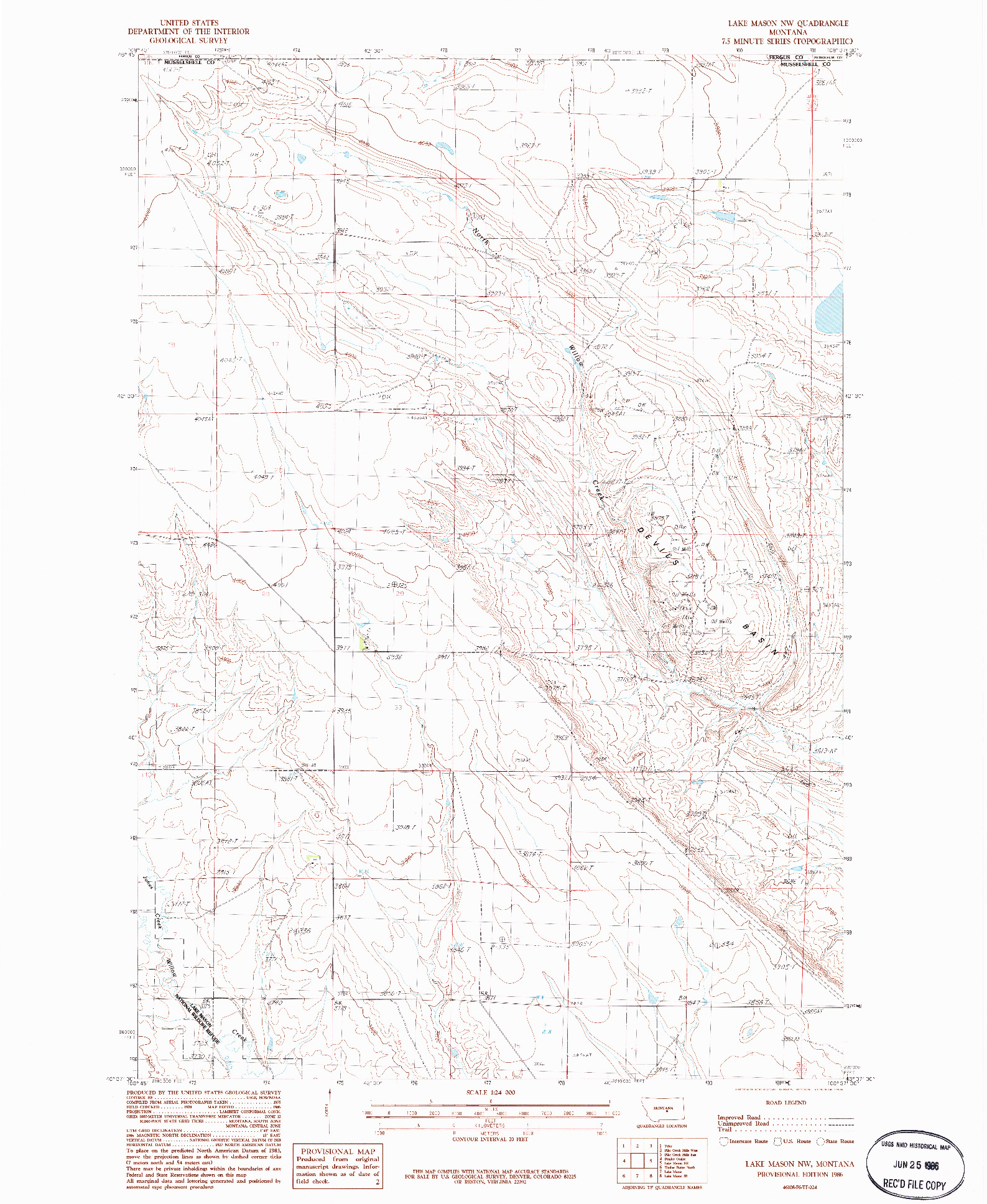 USGS 1:24000-SCALE QUADRANGLE FOR LAKE MASON NW, MT 1986