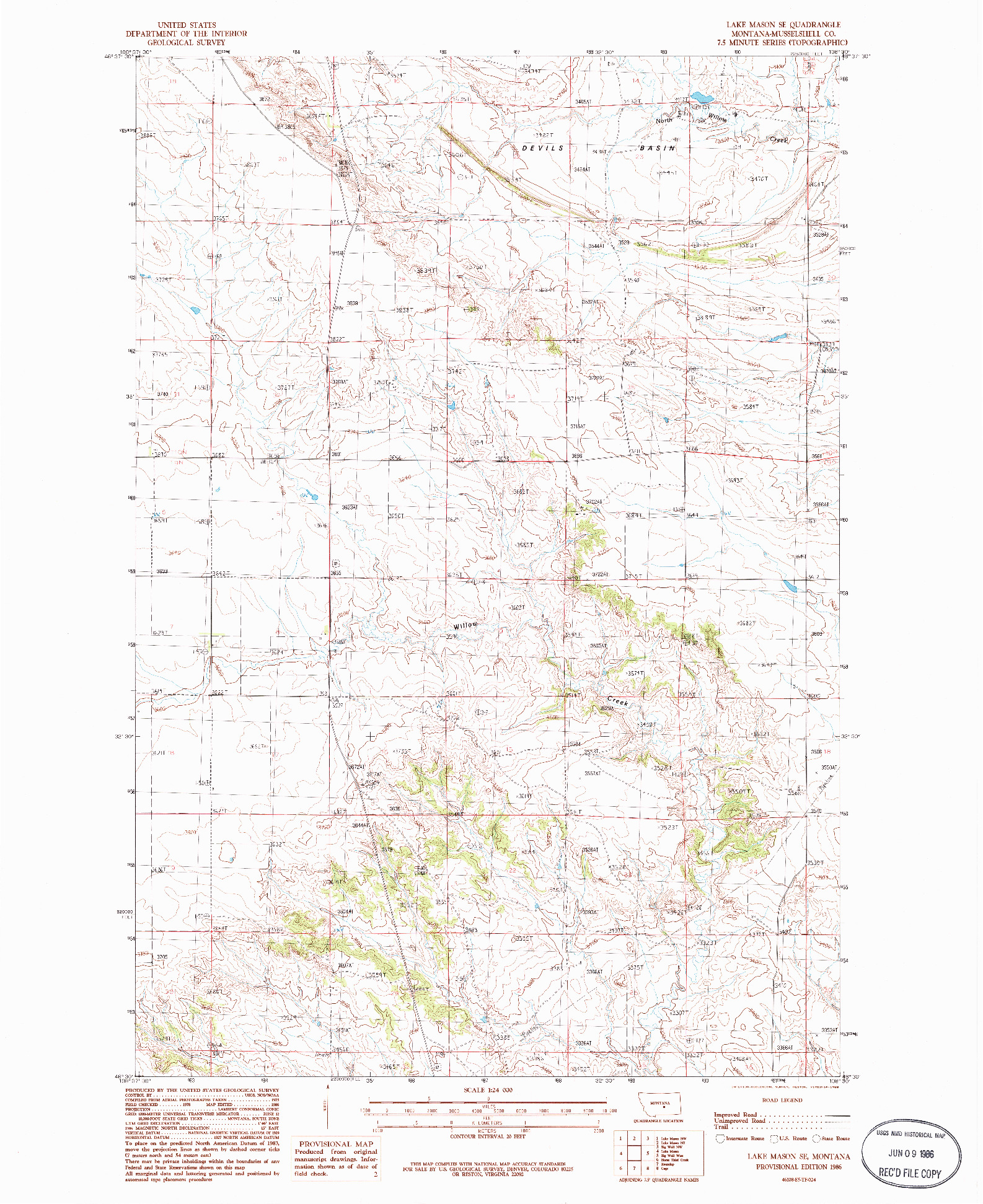 USGS 1:24000-SCALE QUADRANGLE FOR LAKE MASON SE, MT 1986