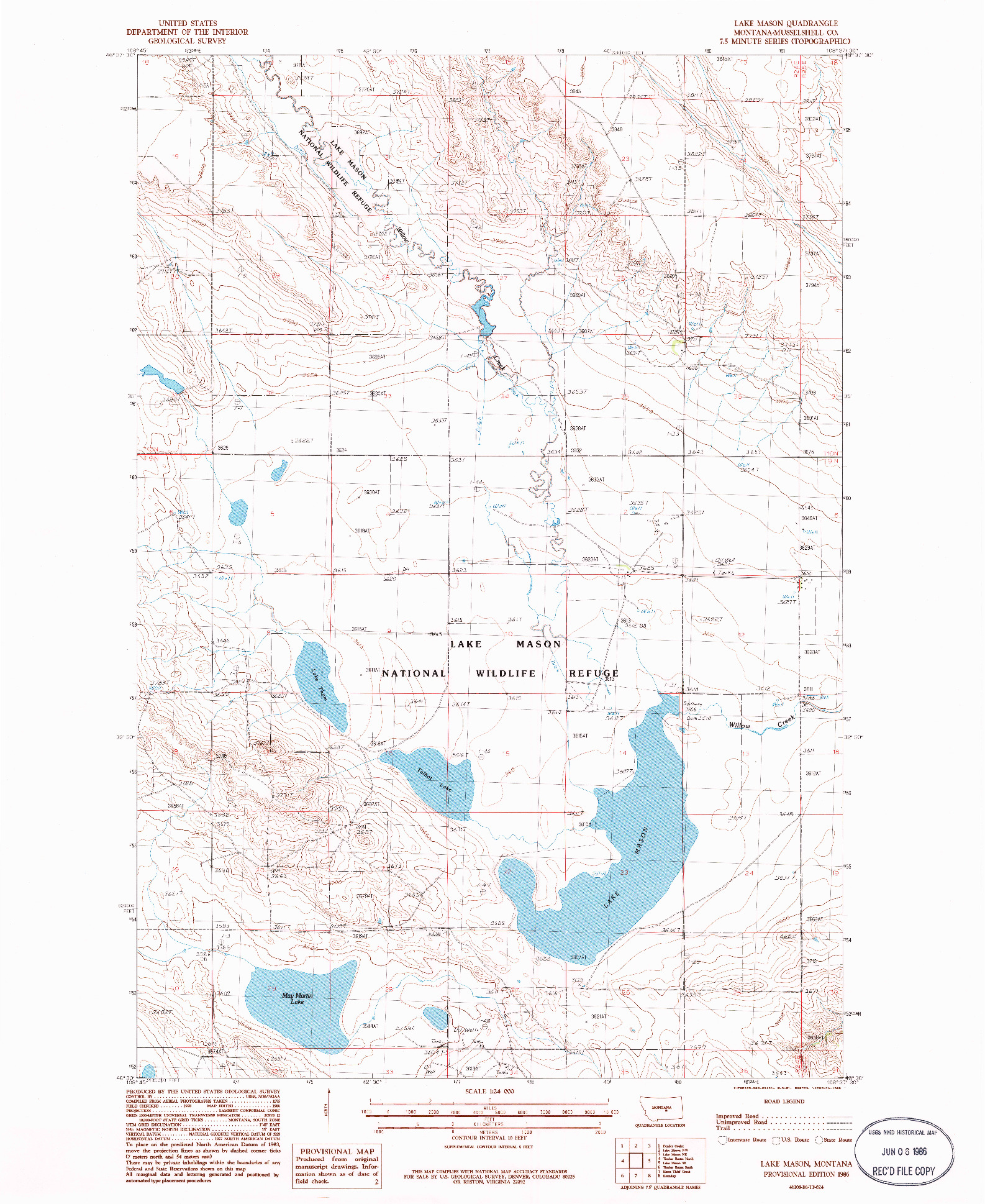 USGS 1:24000-SCALE QUADRANGLE FOR LAKE MASON, MT 1986
