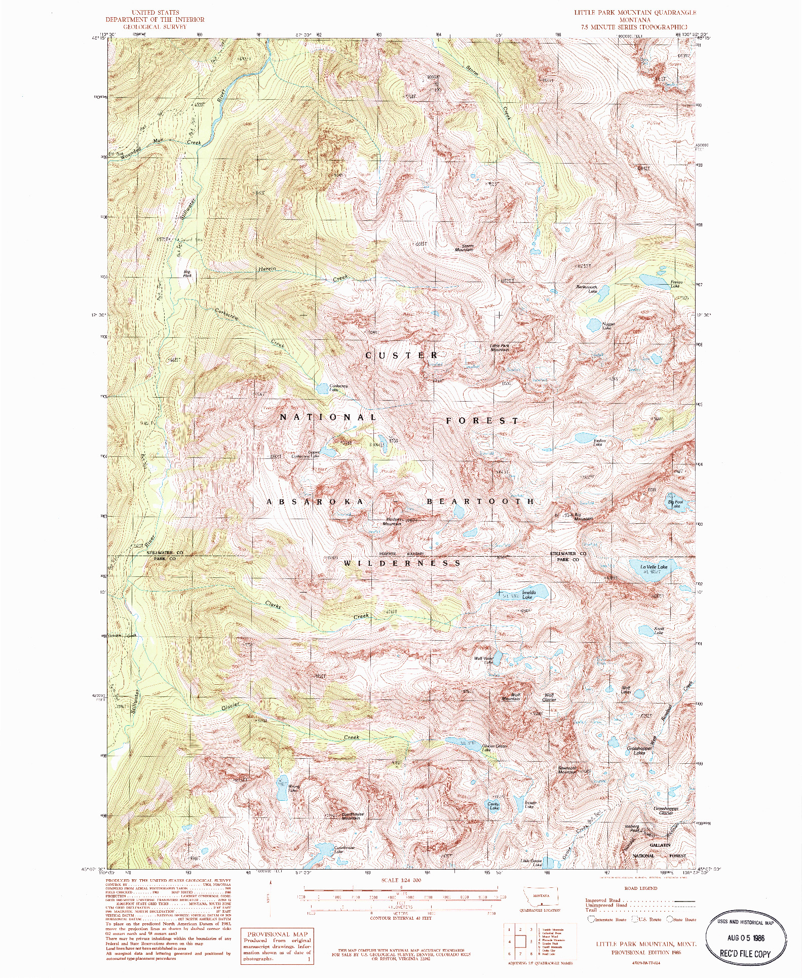 USGS 1:24000-SCALE QUADRANGLE FOR LITTLE PARK MOUNTAIN, MT 1986