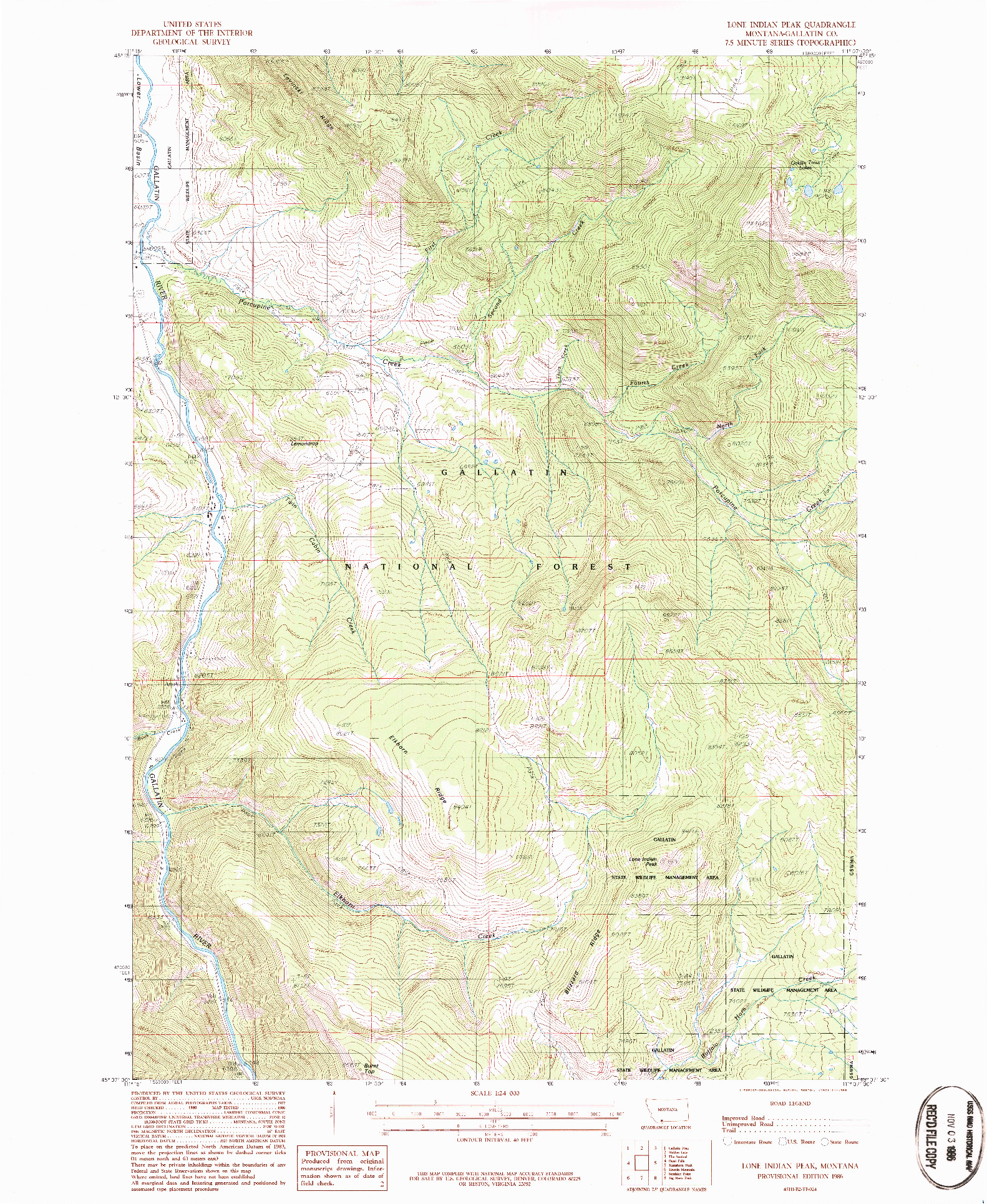 USGS 1:24000-SCALE QUADRANGLE FOR LONE INDIAN PEAK, MT 1986