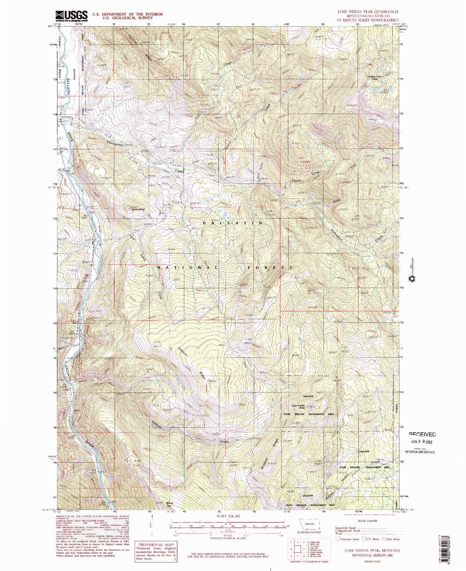 USGS 1:24000-SCALE QUADRANGLE FOR LONE INDIAN PEAK, MT 1986