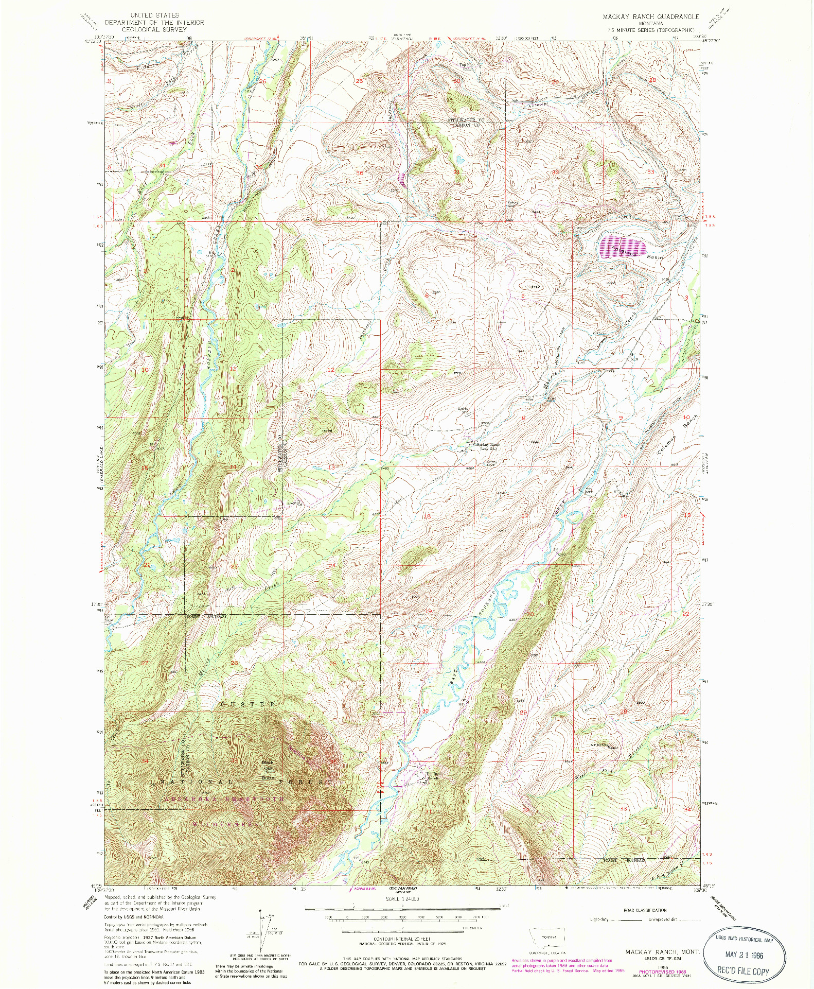 USGS 1:24000-SCALE QUADRANGLE FOR MACKAY RANCH, MT 1956