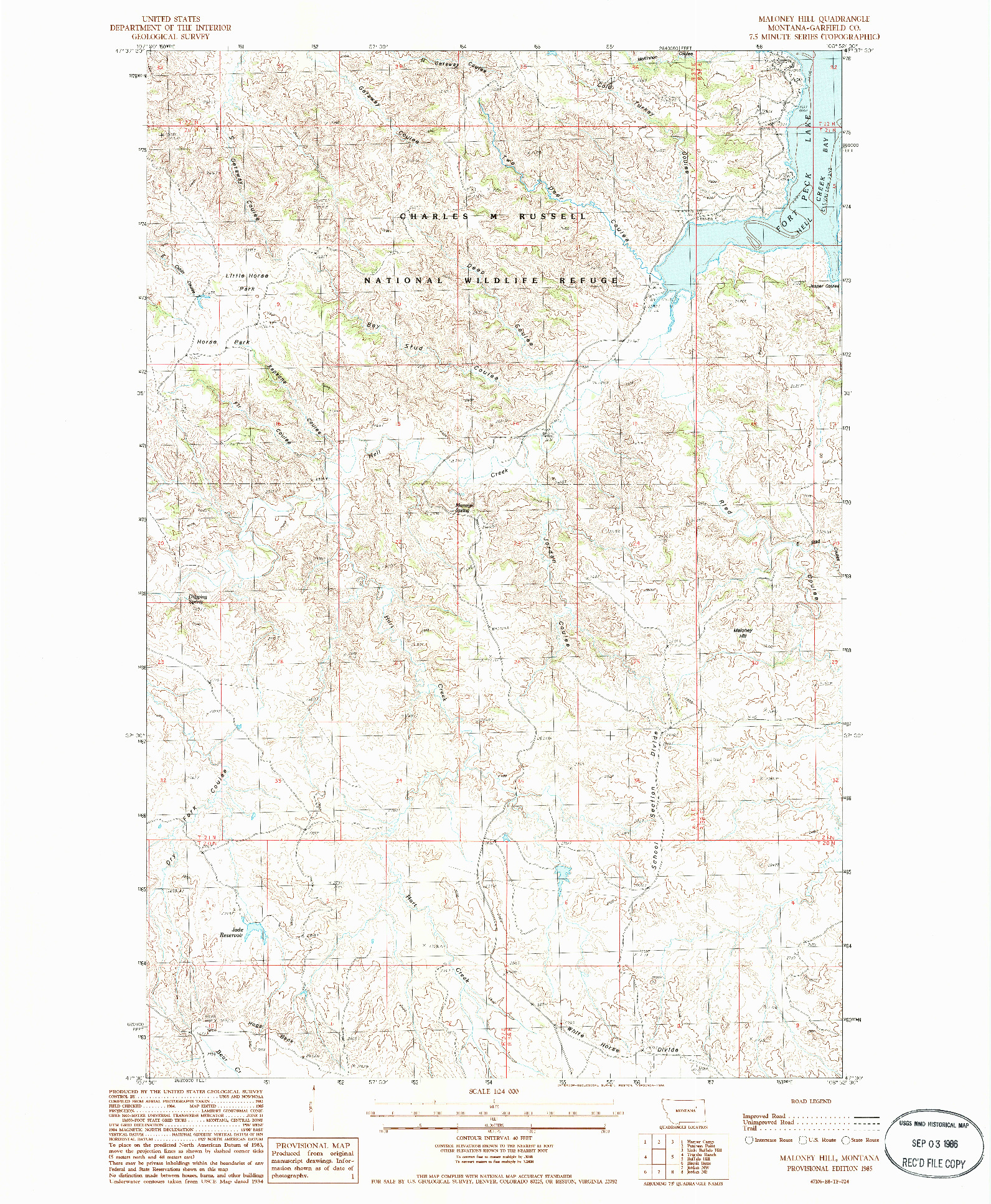 USGS 1:24000-SCALE QUADRANGLE FOR MALONEY HILL, MT 1985