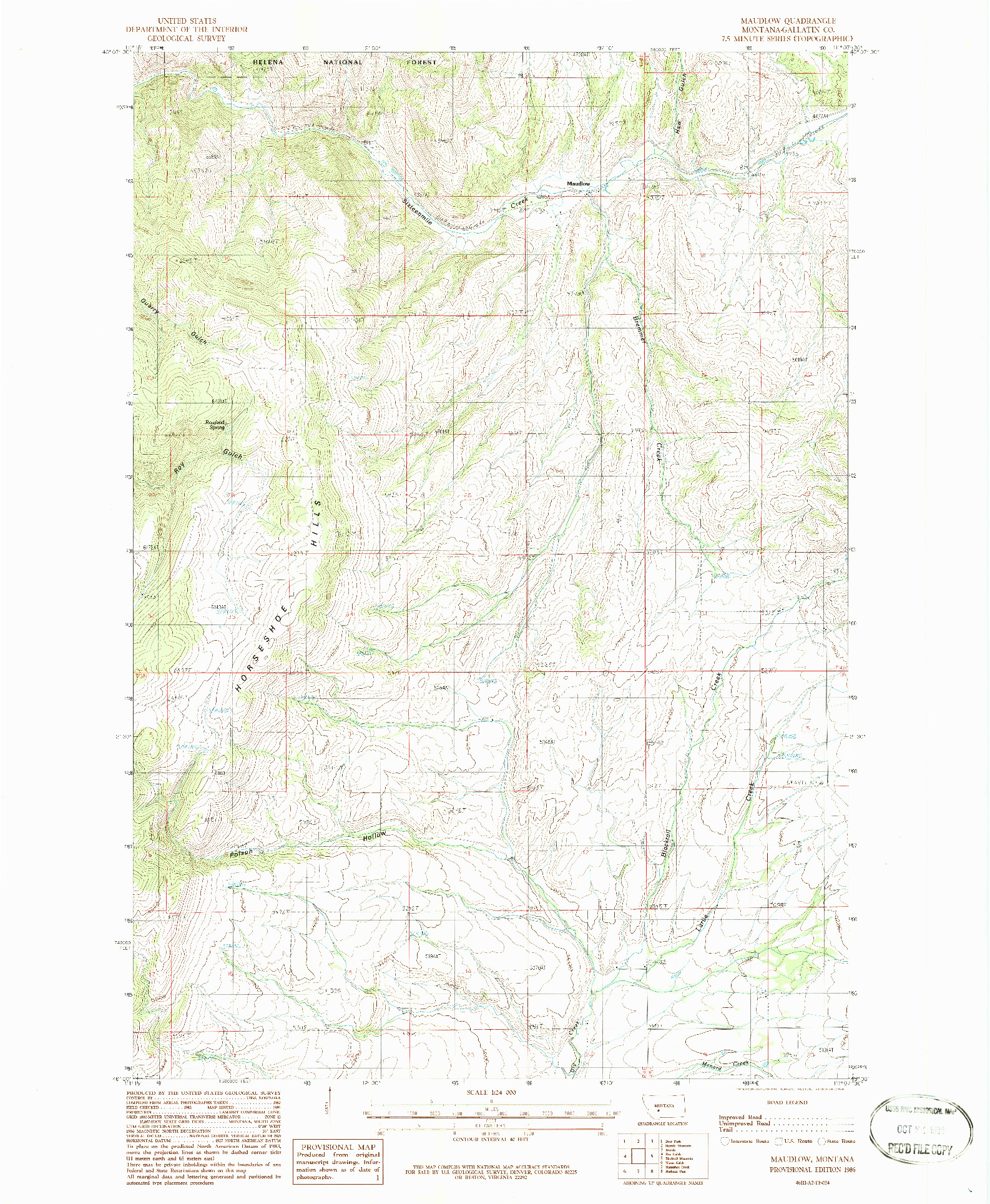 USGS 1:24000-SCALE QUADRANGLE FOR MAUDLOW, MT 1986