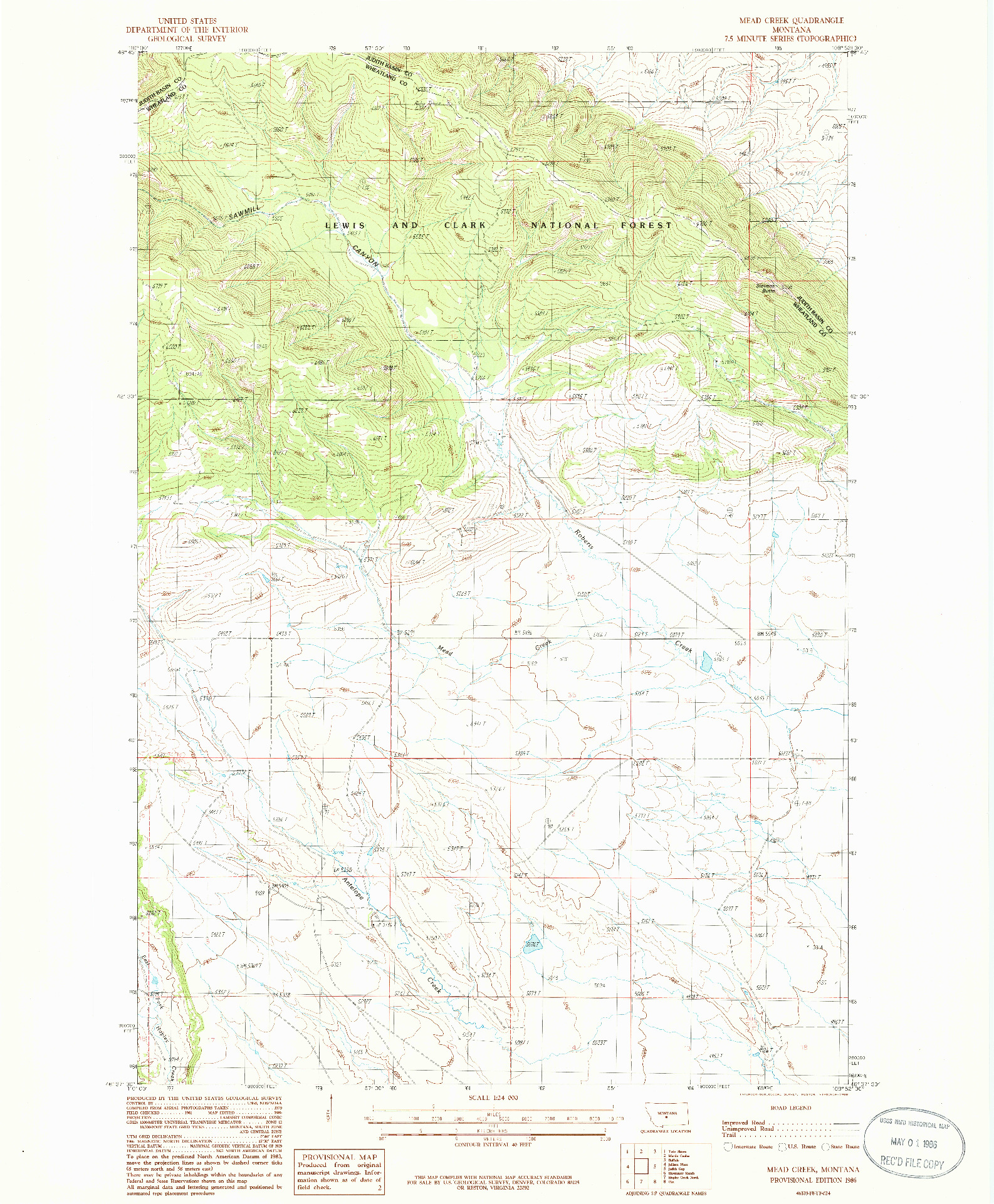 USGS 1:24000-SCALE QUADRANGLE FOR MEAD CREEK, MT 1986