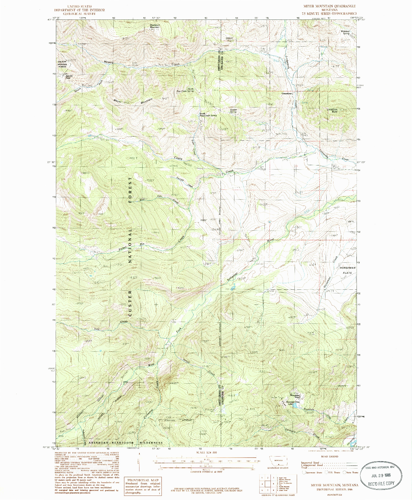 USGS 1:24000-SCALE QUADRANGLE FOR MEYER MOUNTAIN, MT 1986