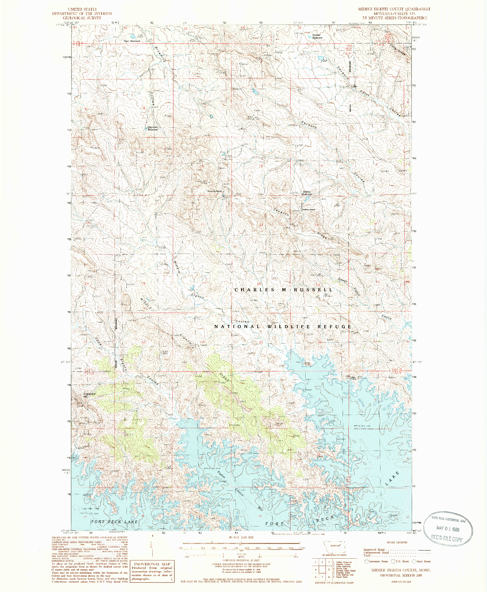 USGS 1:24000-SCALE QUADRANGLE FOR MIDDLE EIGHTH COULEE, MT 1985