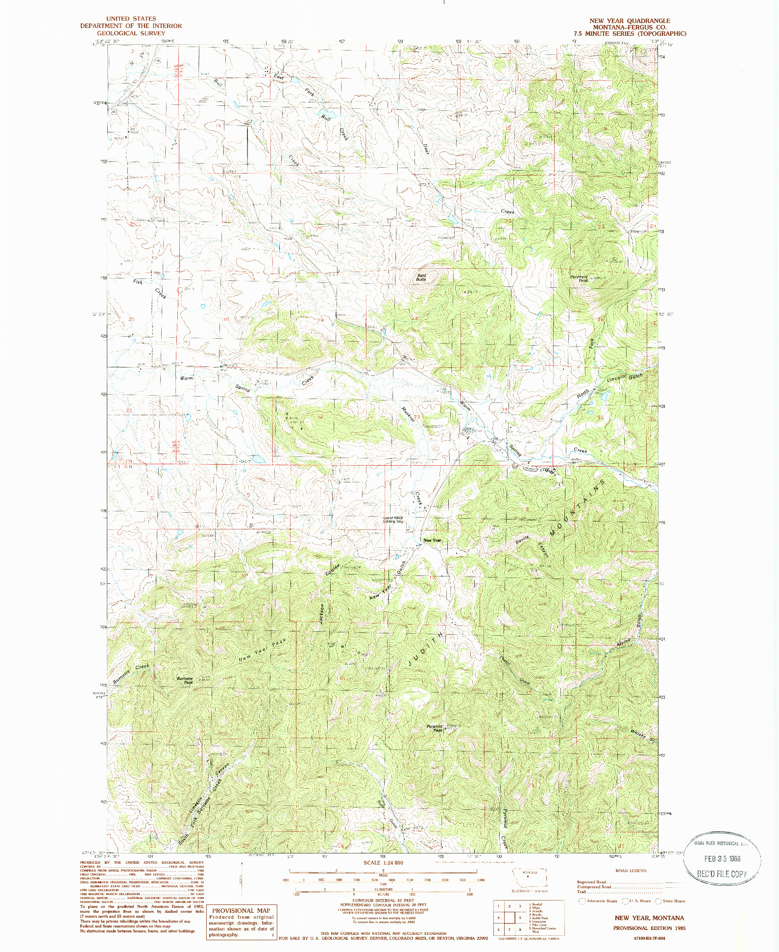 USGS 1:24000-SCALE QUADRANGLE FOR NEW YEAR, MT 1985