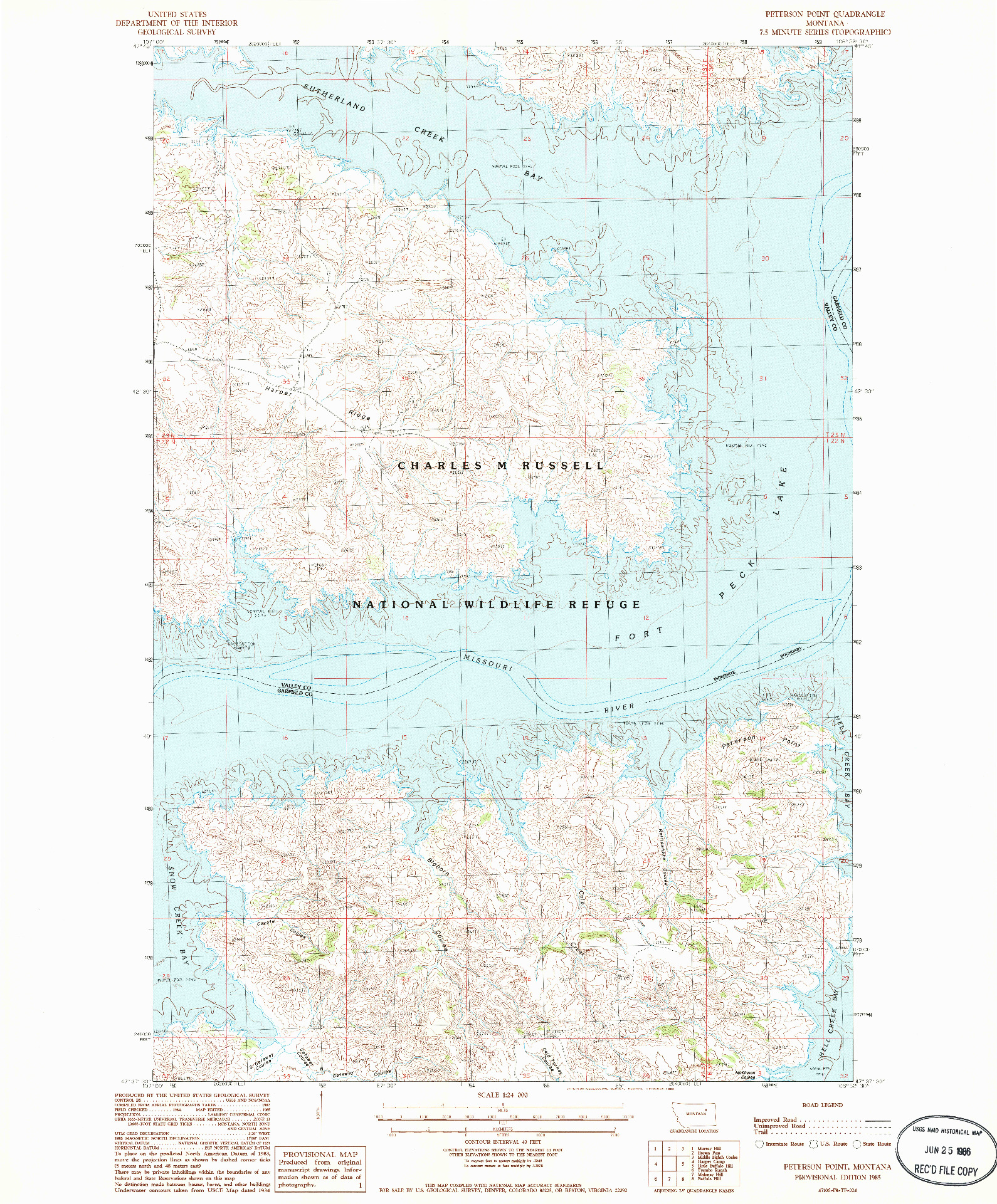 USGS 1:24000-SCALE QUADRANGLE FOR PETERSON POINT, MT 1985