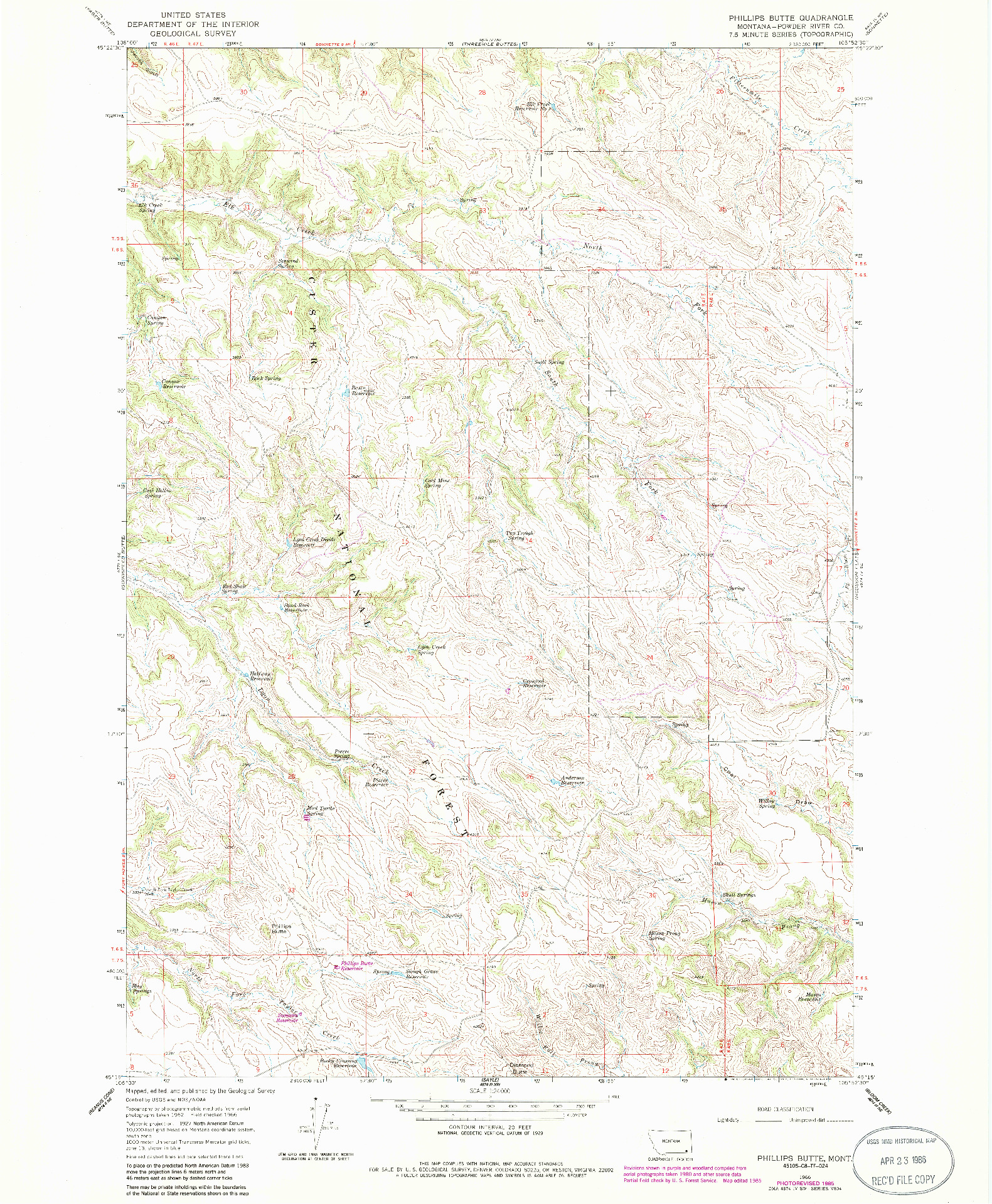 USGS 1:24000-SCALE QUADRANGLE FOR PHILLIPS BUTTE, MT 1966