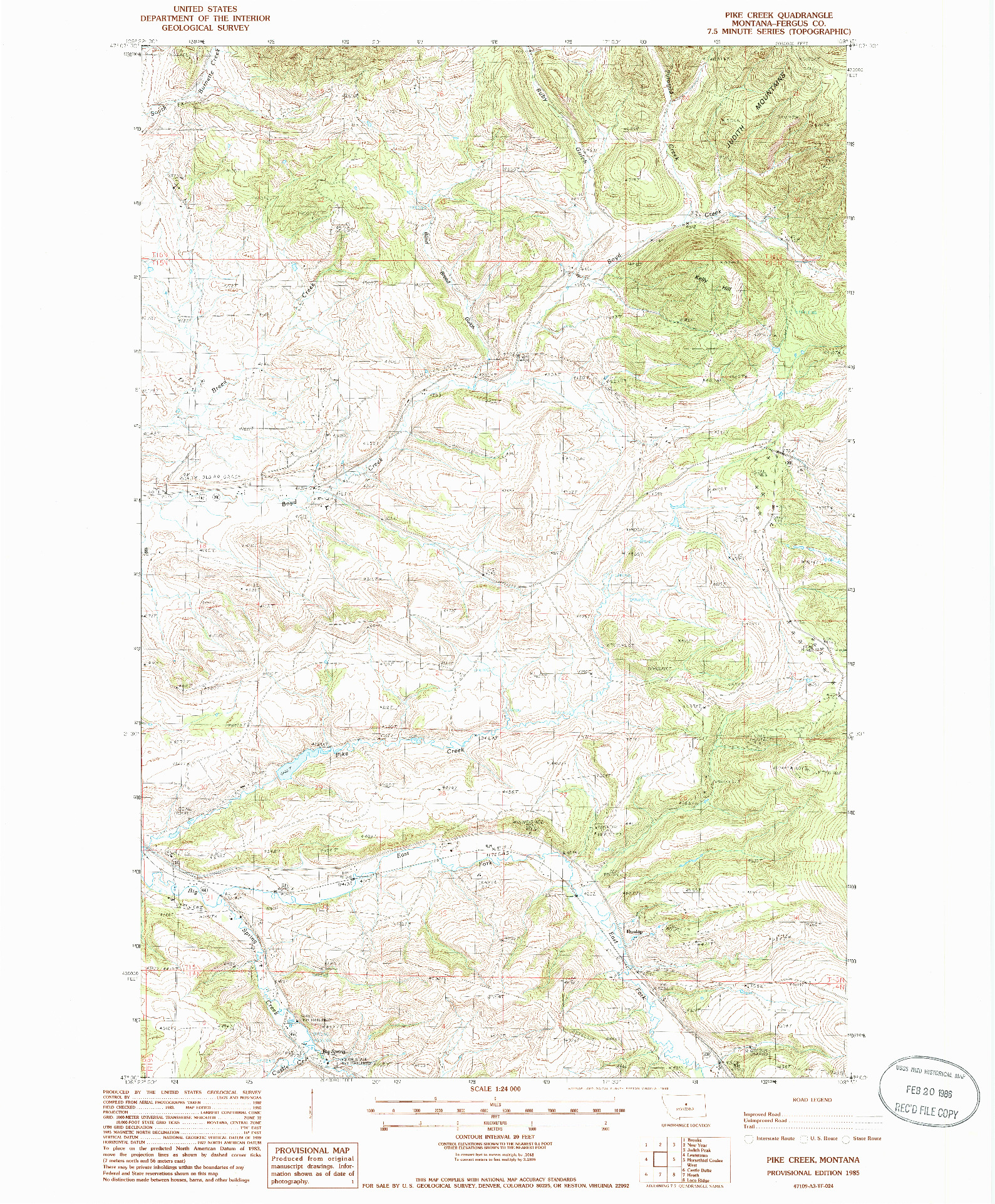 USGS 1:24000-SCALE QUADRANGLE FOR PIKE CREEK, MT 1985