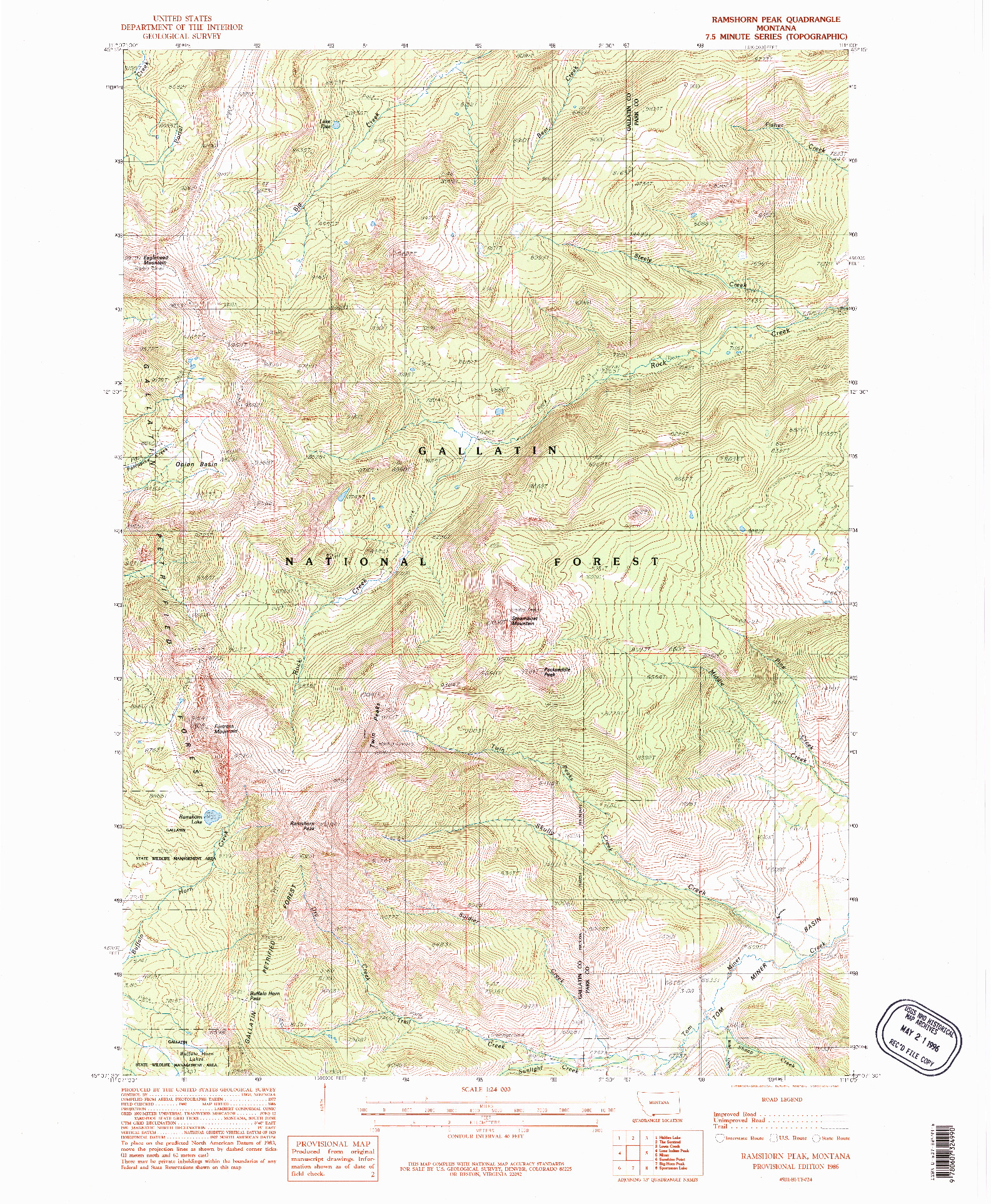 USGS 1:24000-SCALE QUADRANGLE FOR RAMSHORN PEAK, MT 1986