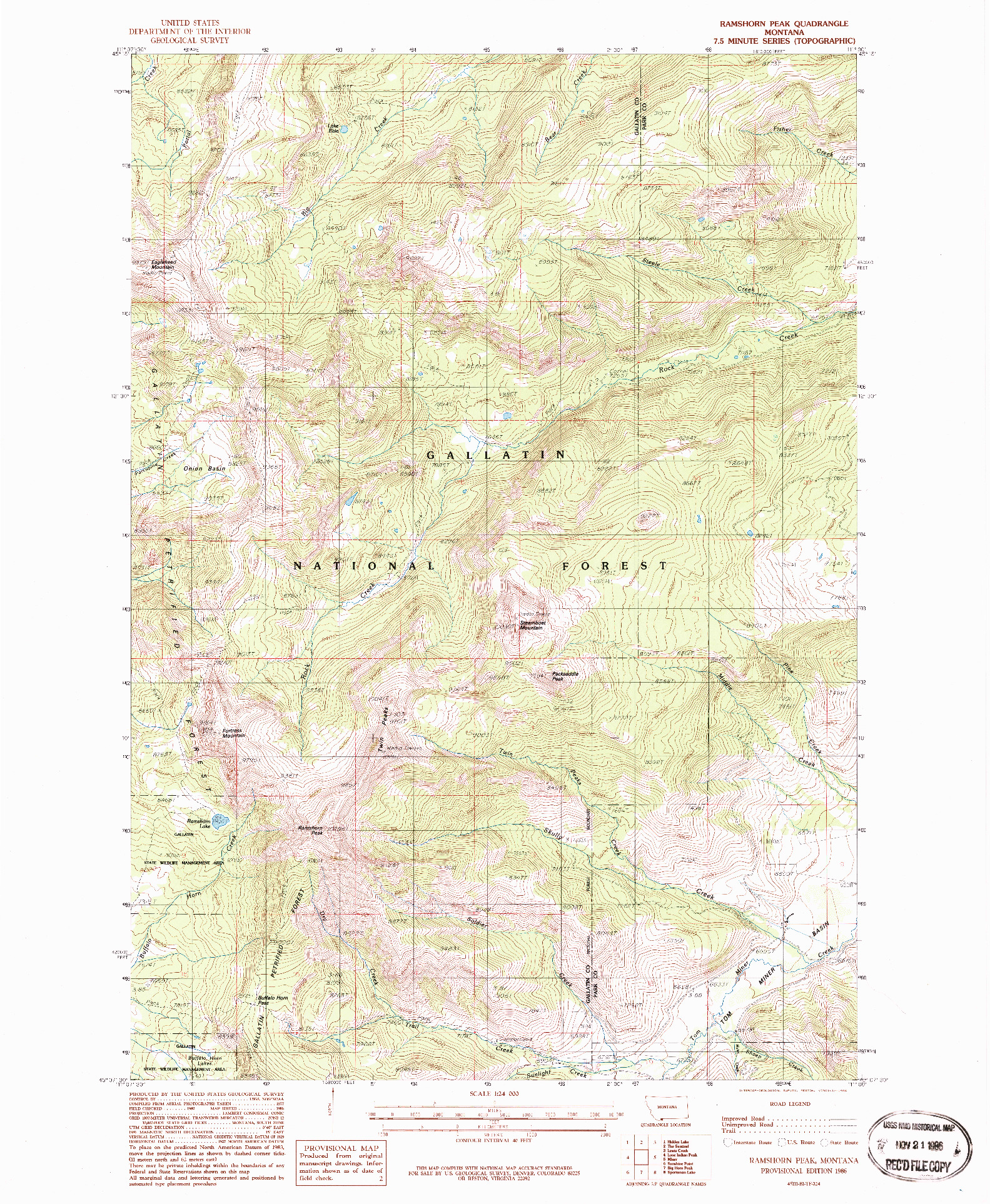 USGS 1:24000-SCALE QUADRANGLE FOR RAMSHORN PEAK, MT 1986