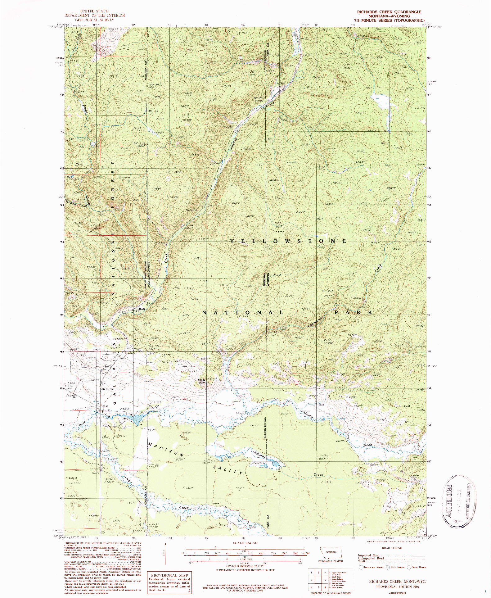 USGS 1:24000-SCALE QUADRANGLE FOR RICHARDS CREEK, MT 1986