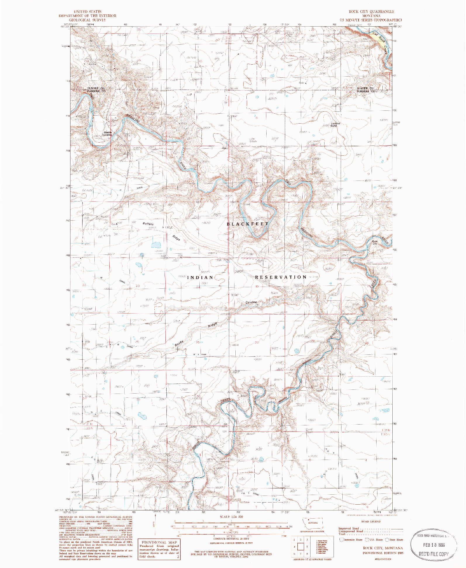 USGS 1:24000-SCALE QUADRANGLE FOR ROCK CITY, MT 1985