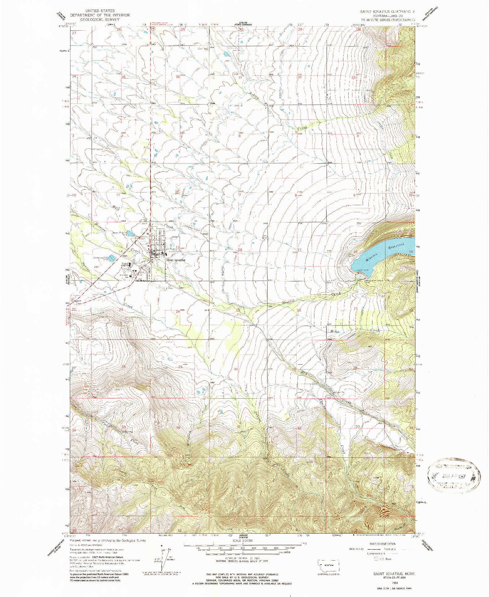 USGS 1:24000-SCALE QUADRANGLE FOR SAINT IGNATIUS, MT 1964