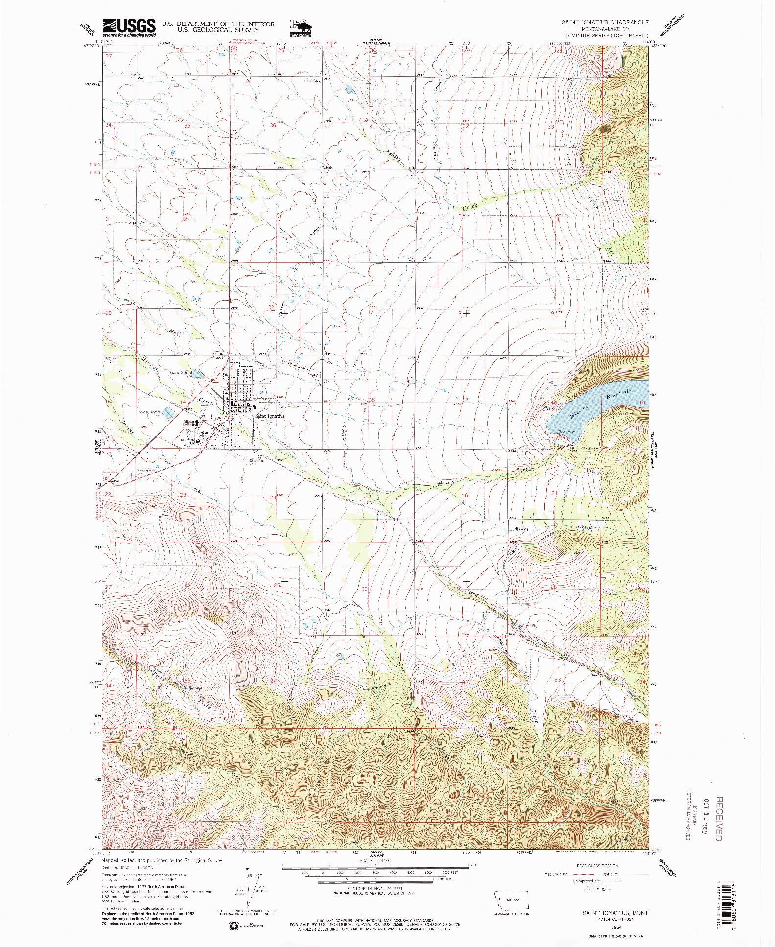 USGS 1:24000-SCALE QUADRANGLE FOR SAINT IGNATIUS, MT 1964