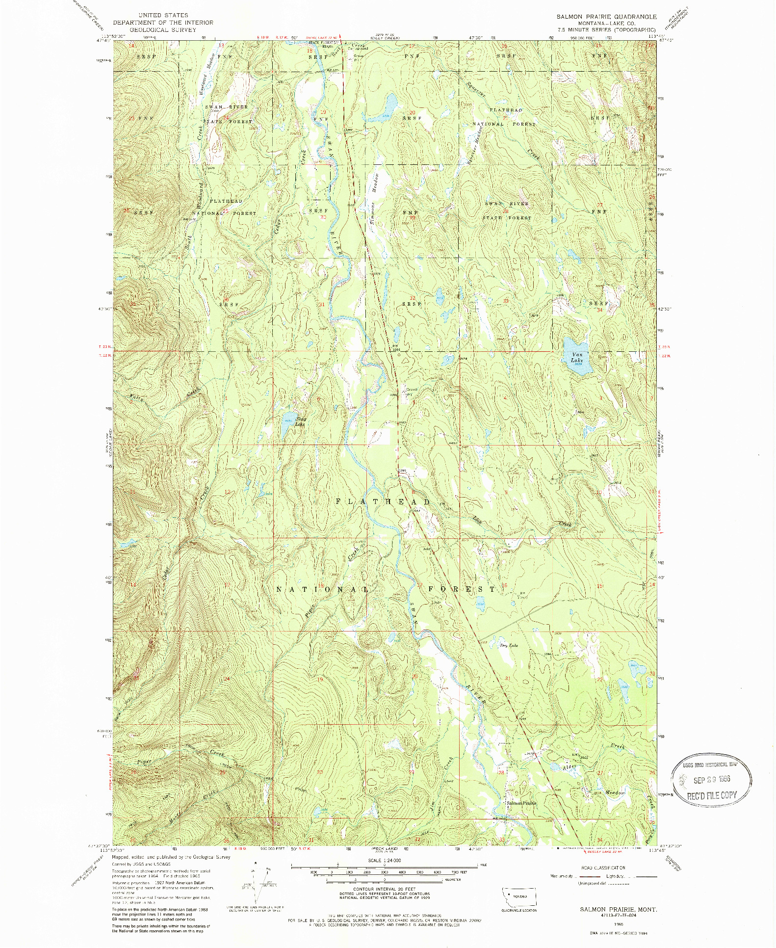 USGS 1:24000-SCALE QUADRANGLE FOR SALMON PRAIRIE, MT 1965