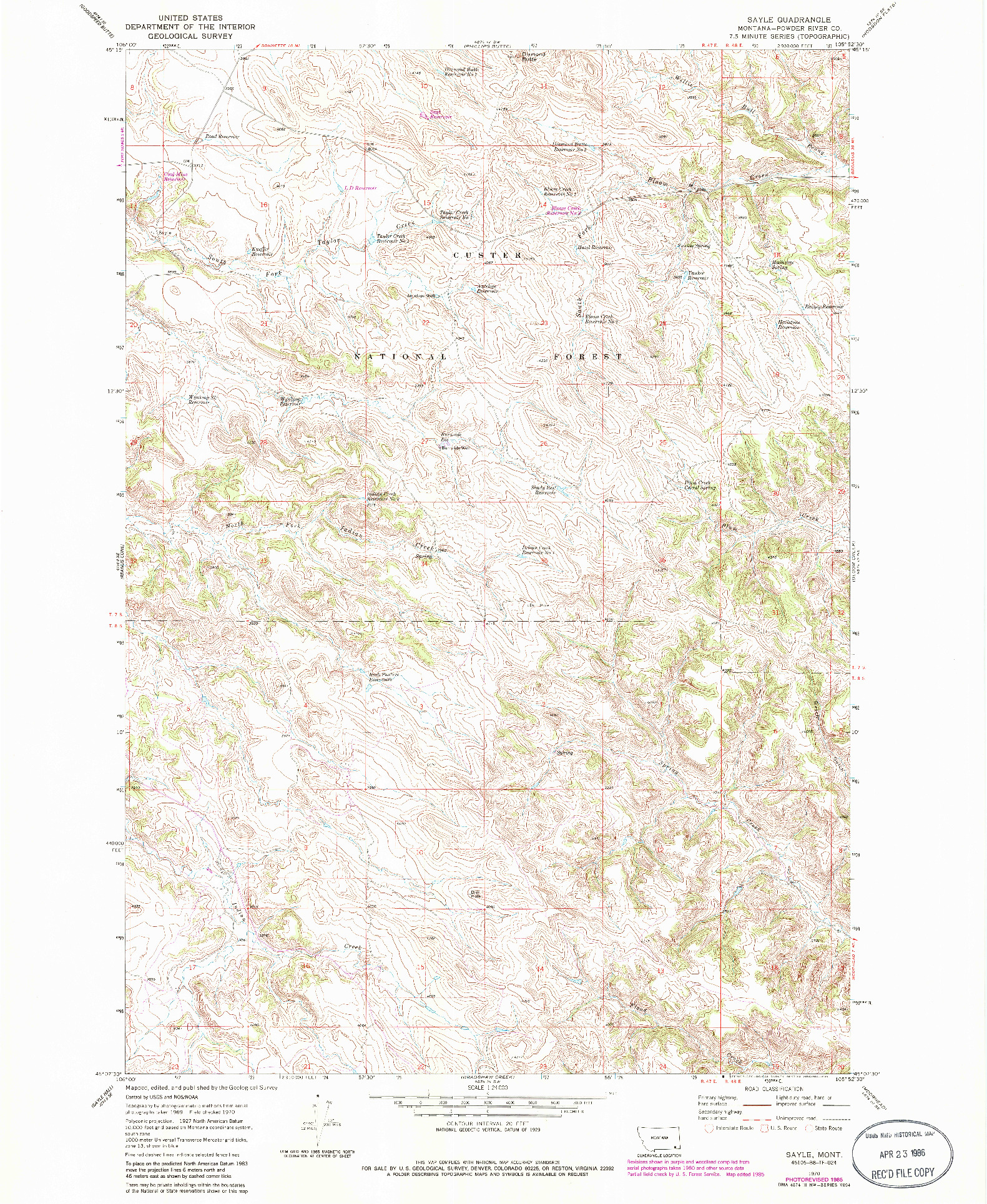 USGS 1:24000-SCALE QUADRANGLE FOR SAYLE, MT 1970