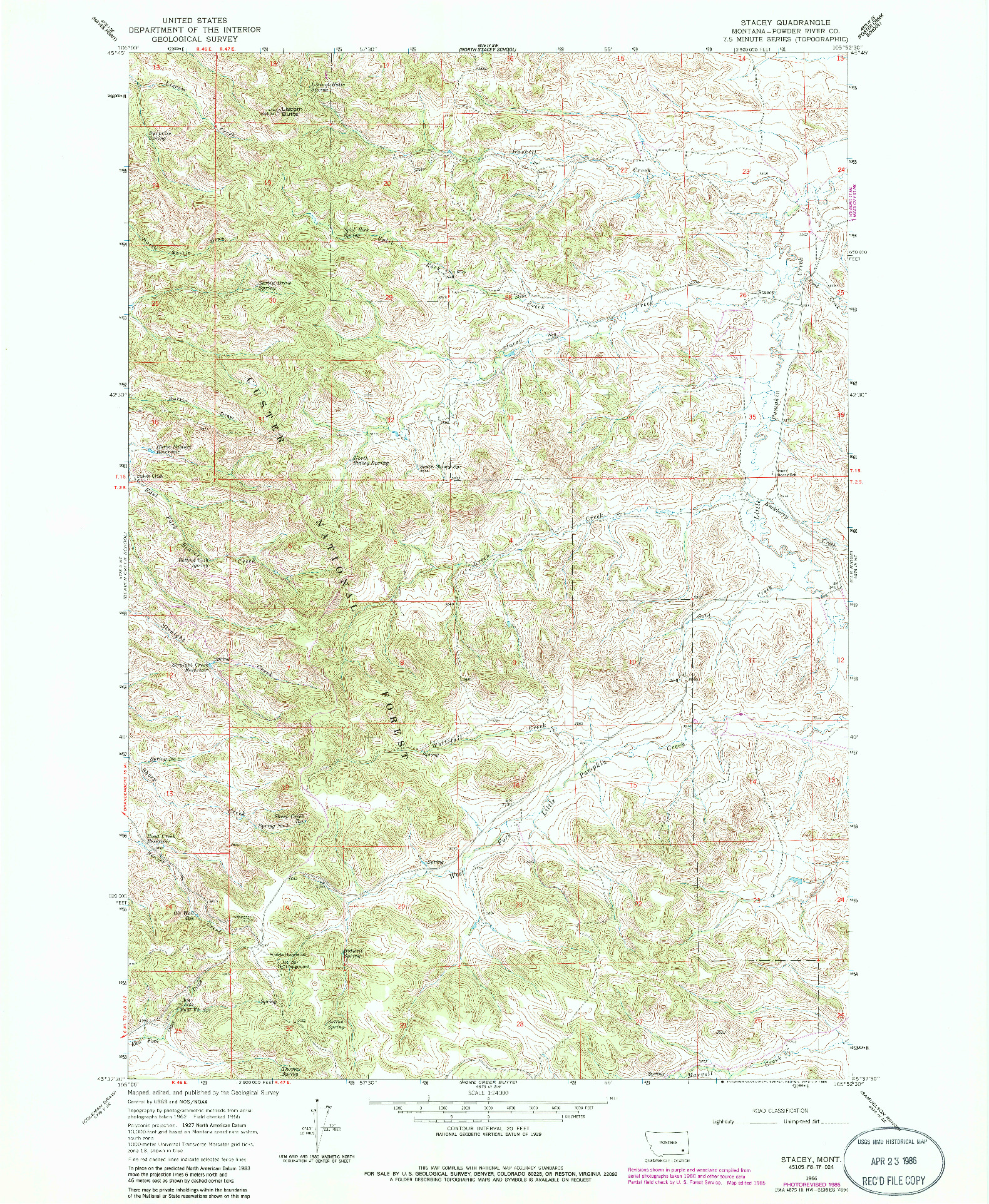 USGS 1:24000-SCALE QUADRANGLE FOR STACEY, MT 1966