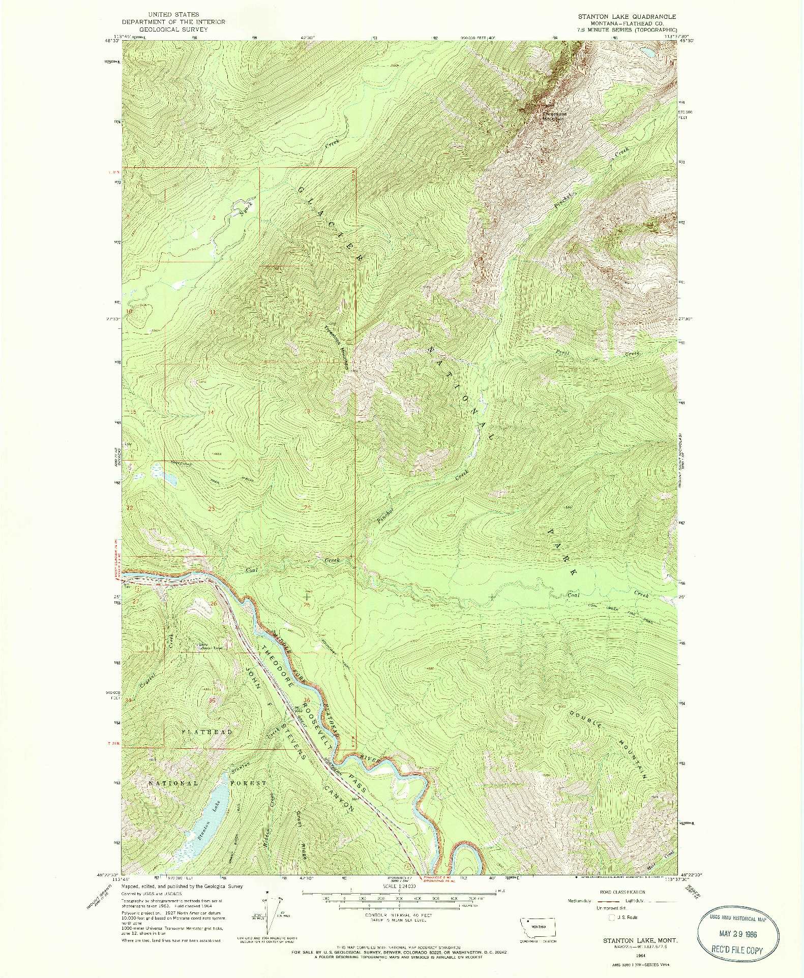 USGS 1:24000-SCALE QUADRANGLE FOR STANTON LAKE, MT 1964
