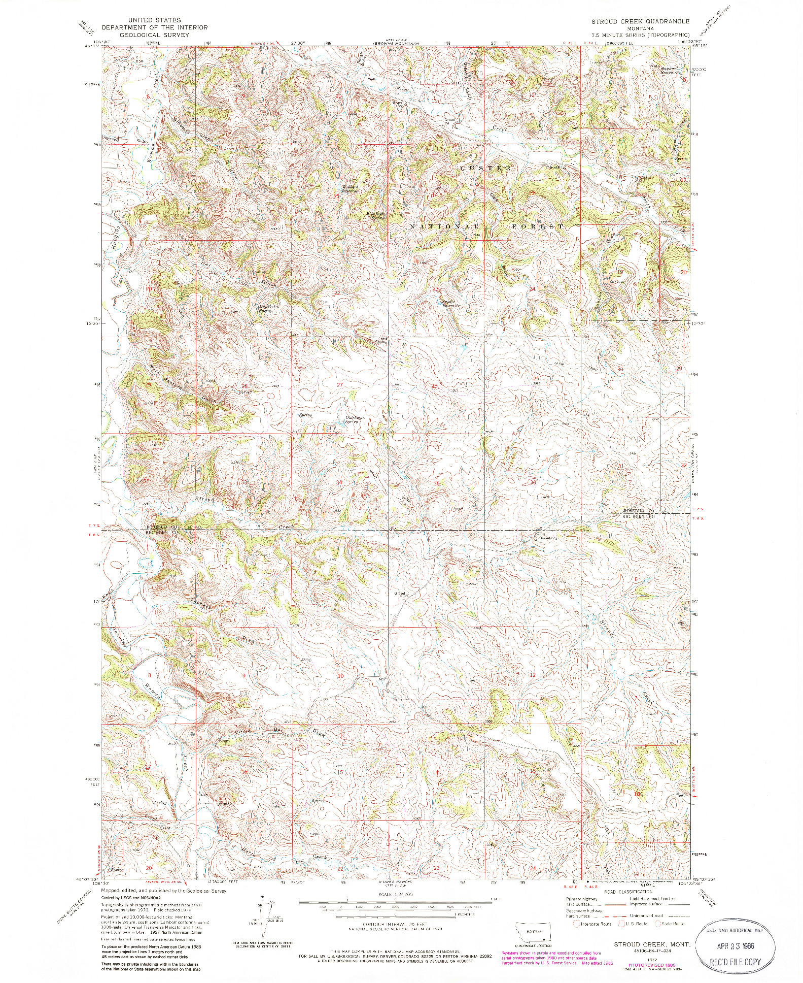 USGS 1:24000-SCALE QUADRANGLE FOR STROUD CREEK, MT 1972