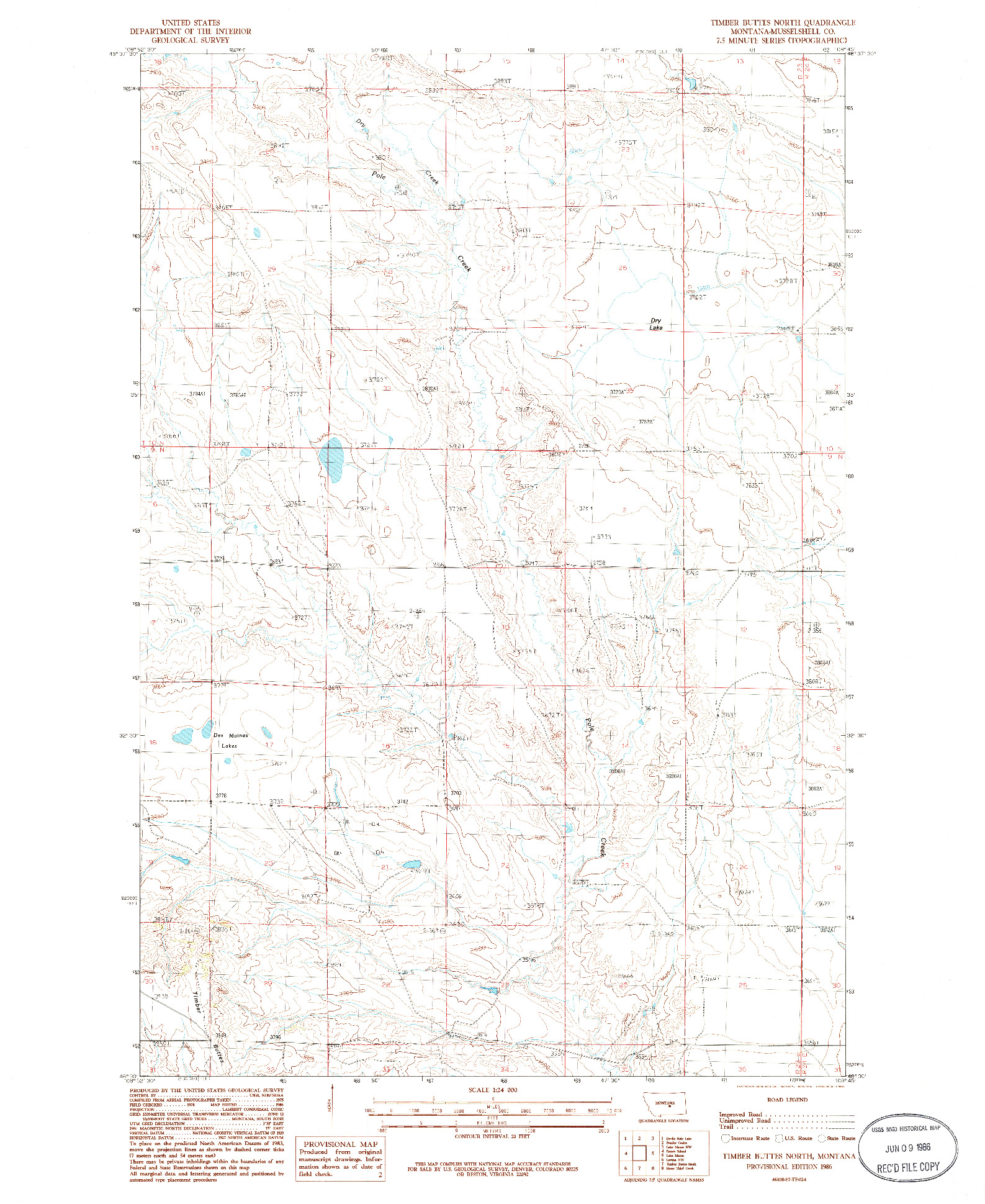 USGS 1:24000-SCALE QUADRANGLE FOR TIMBER BUTTES NORTH, MT 1986