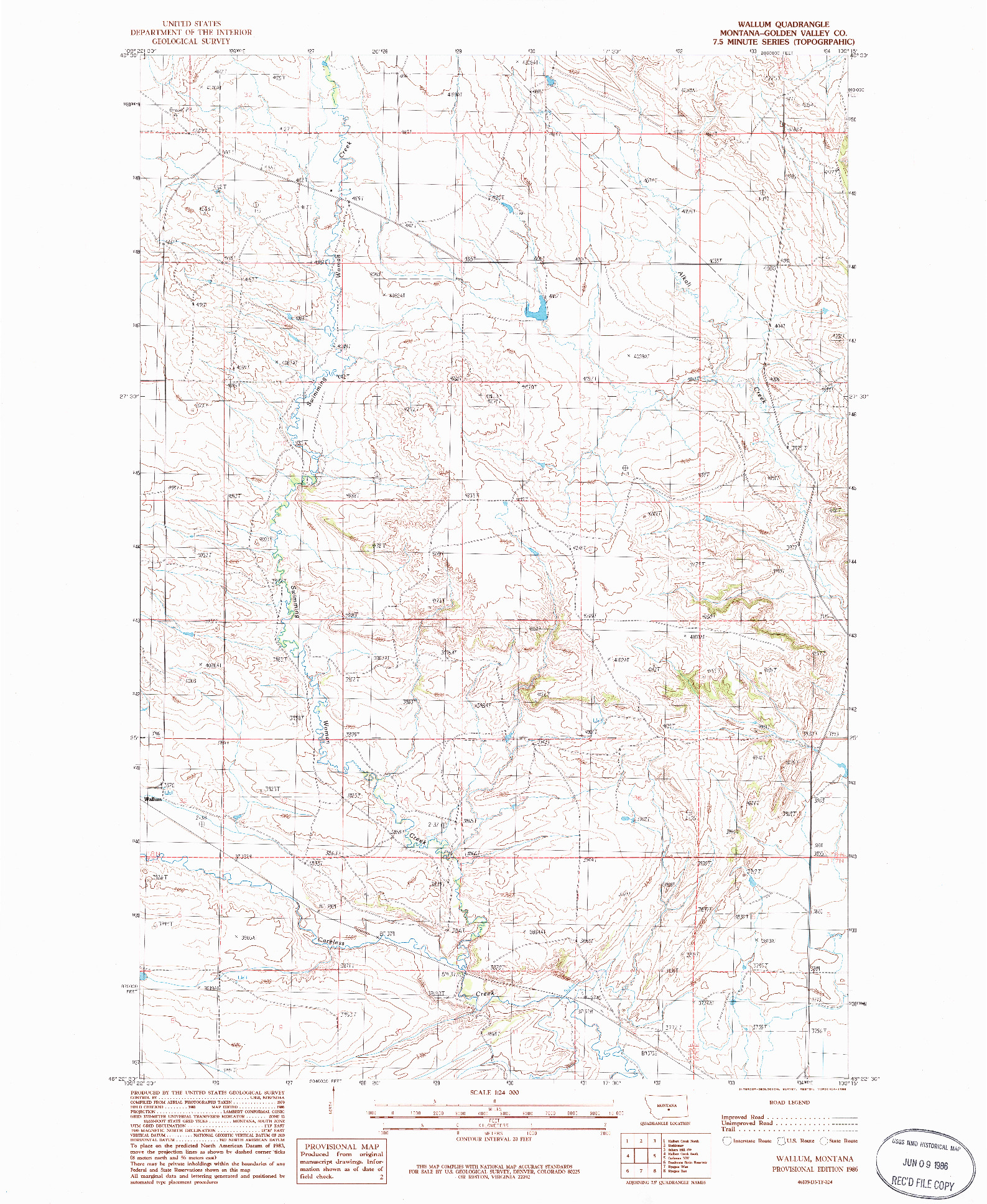 USGS 1:24000-SCALE QUADRANGLE FOR WALLUM, MT 1986