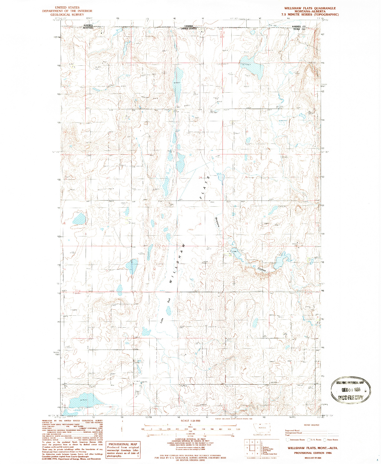 USGS 1:24000-SCALE QUADRANGLE FOR WILLSHAW FLATS, MT 1986