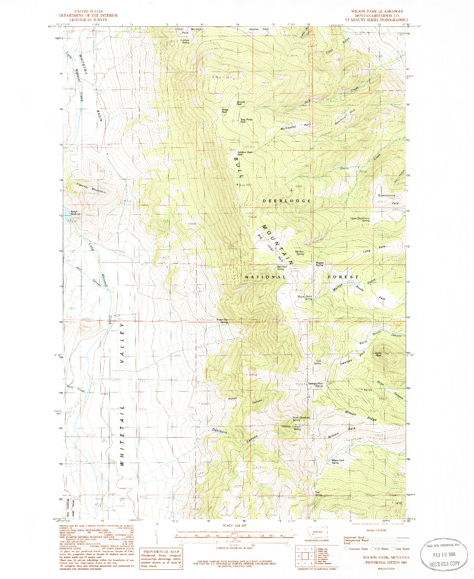 USGS 1:24000-SCALE QUADRANGLE FOR WILSON PARK, MT 1985