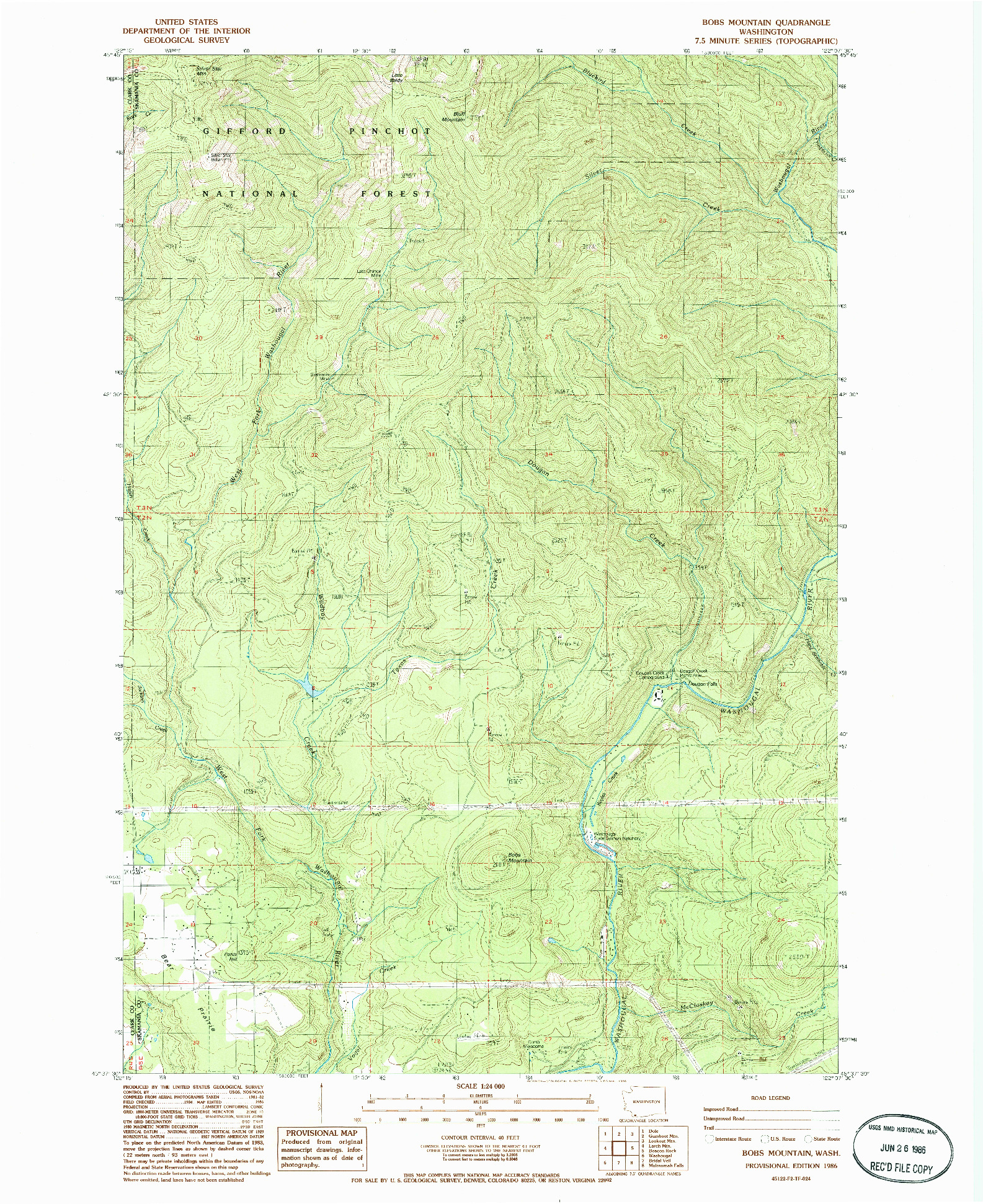 USGS 1:24000-SCALE QUADRANGLE FOR BOBS MOUNTAIN, WA 1986