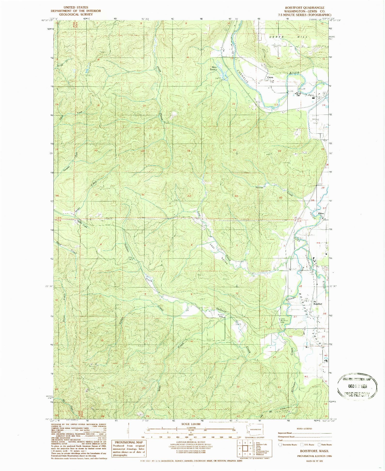 USGS 1:24000-SCALE QUADRANGLE FOR BOISTFORT, WA 1986