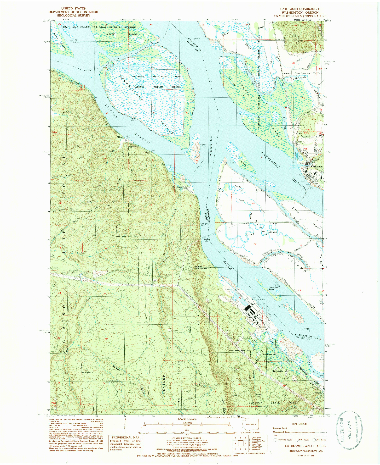 USGS 1:24000-SCALE QUADRANGLE FOR CATHLAMET, WA 1985