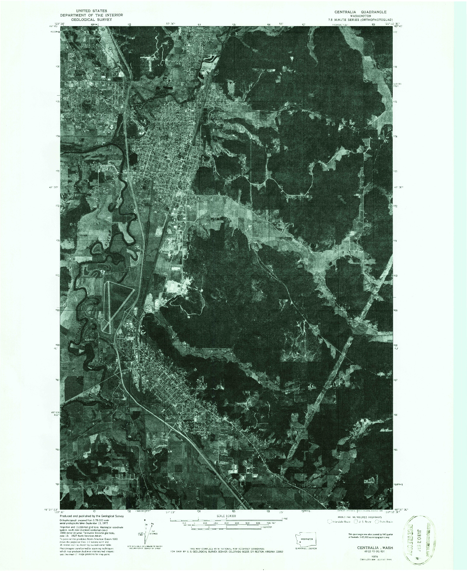 USGS 1:24000-SCALE QUADRANGLE FOR CENTRALIA, WA 1975