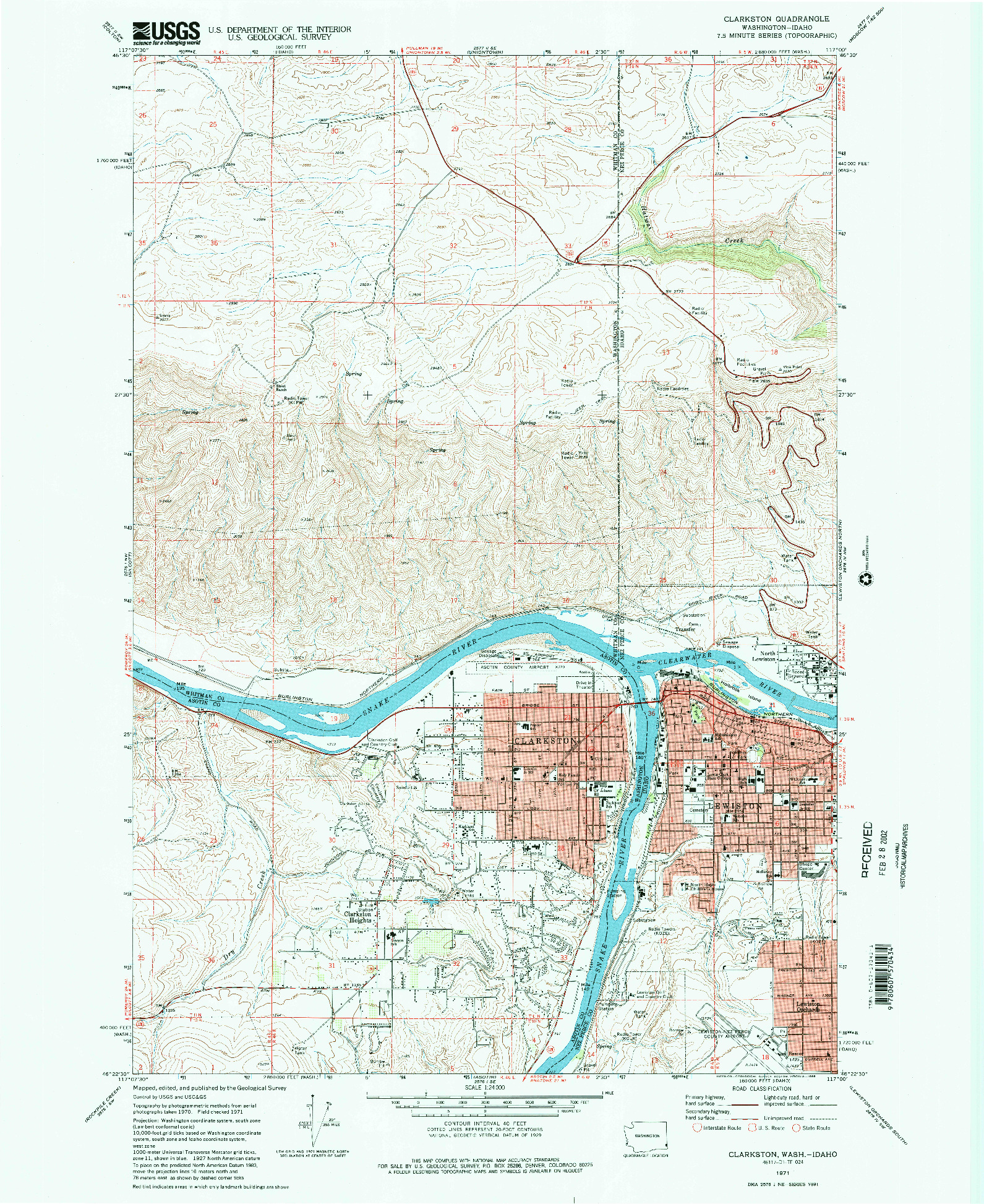 USGS 1:24000-SCALE QUADRANGLE FOR CLARKSTON, WA 1971