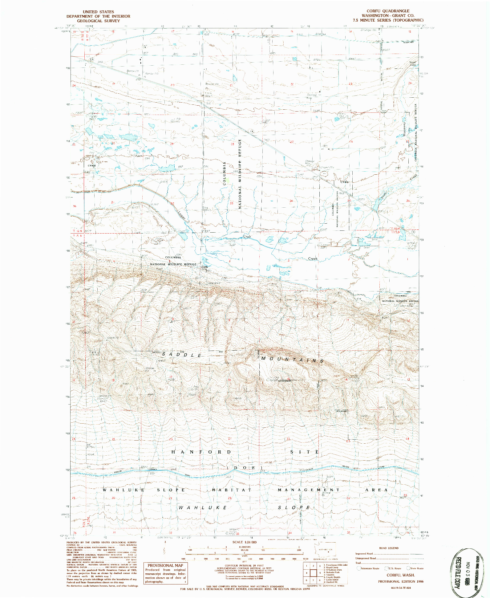USGS 1:24000-SCALE QUADRANGLE FOR CORFU, WA 1986