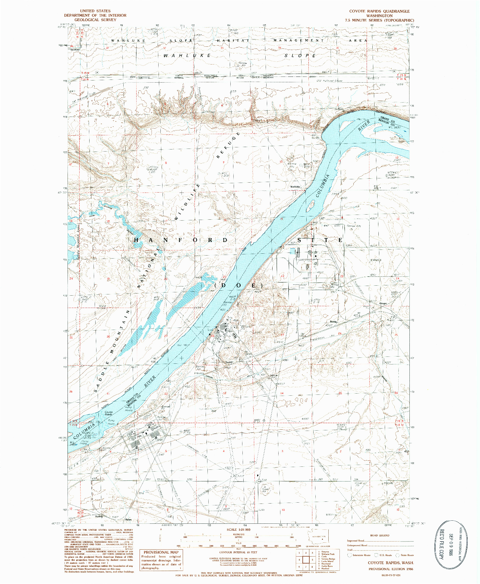 USGS 1:24000-SCALE QUADRANGLE FOR COYOTE RAPIDS, WA 1986
