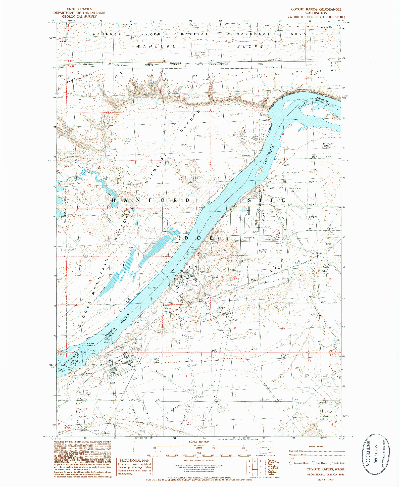 USGS 1:24000-SCALE QUADRANGLE FOR COYOTE RAPIDS, WA 1986