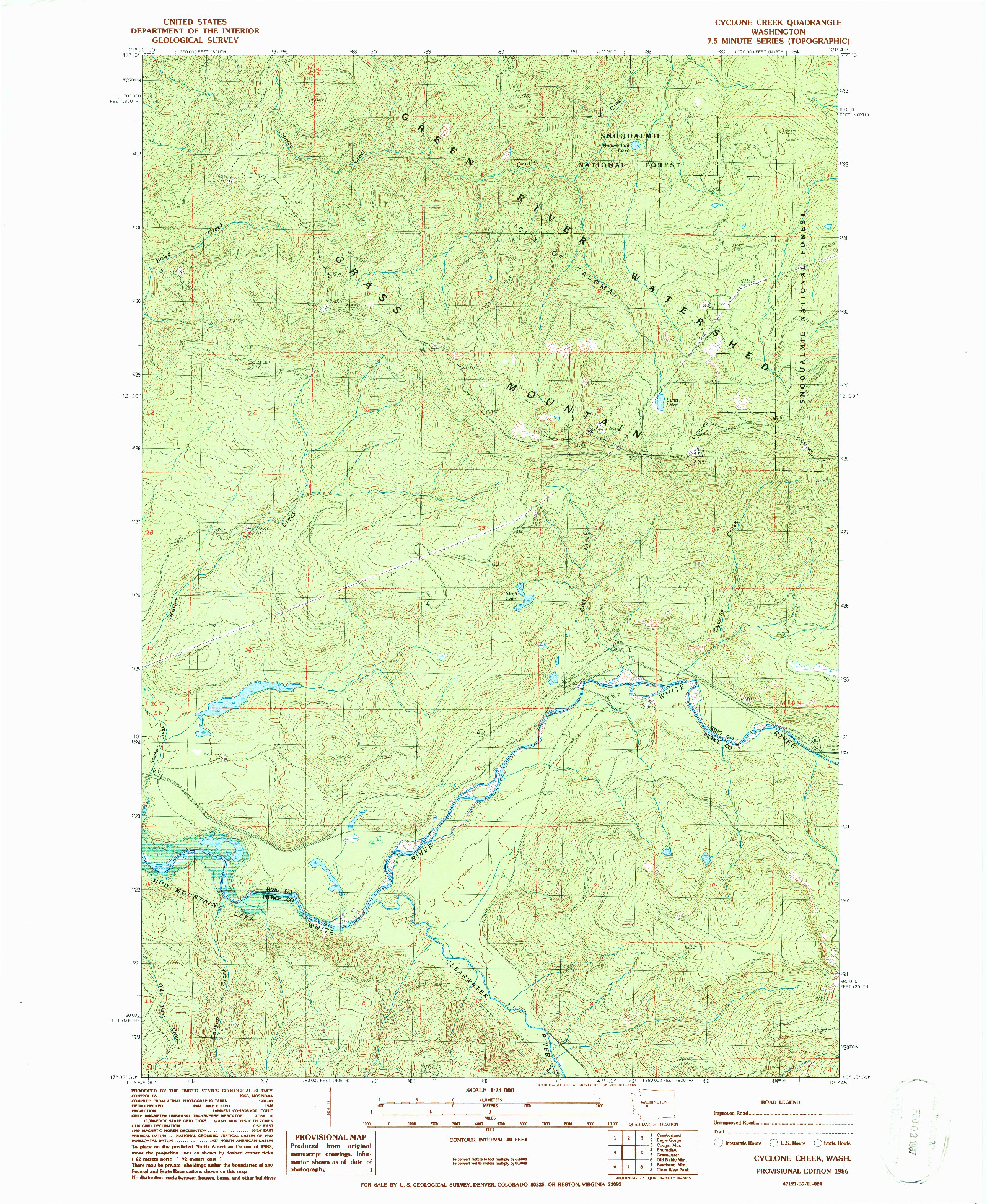 USGS 1:24000-SCALE QUADRANGLE FOR CYCLONE CREEK, WA 1986