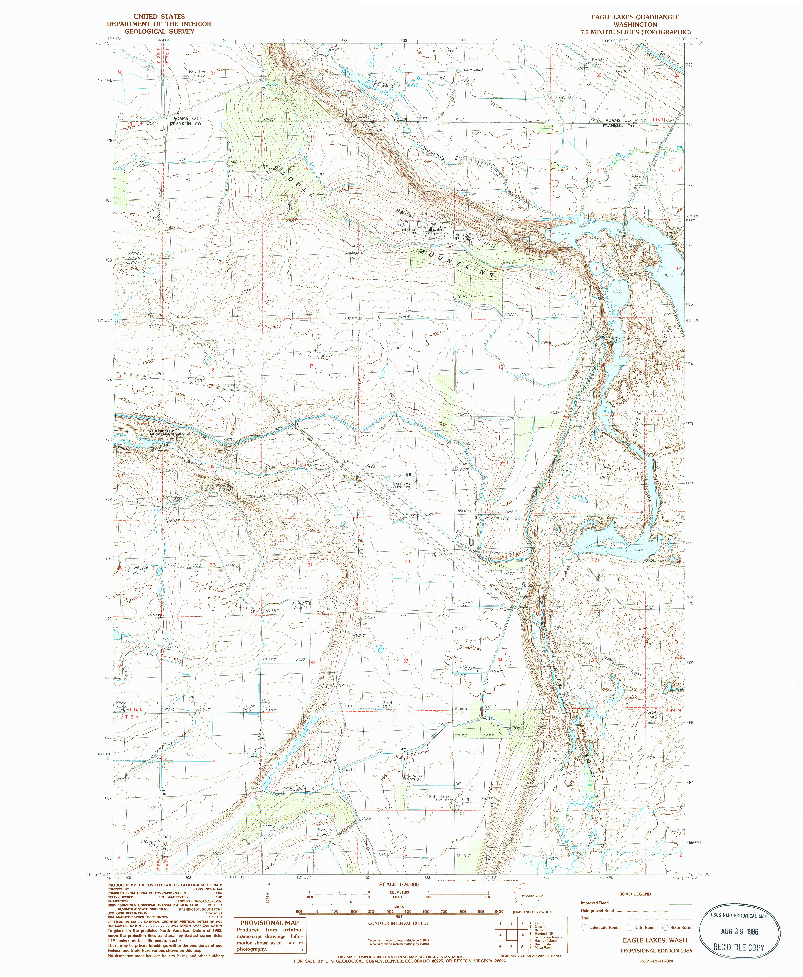 USGS 1:24000-SCALE QUADRANGLE FOR EAGLE LAKES, WA 1986