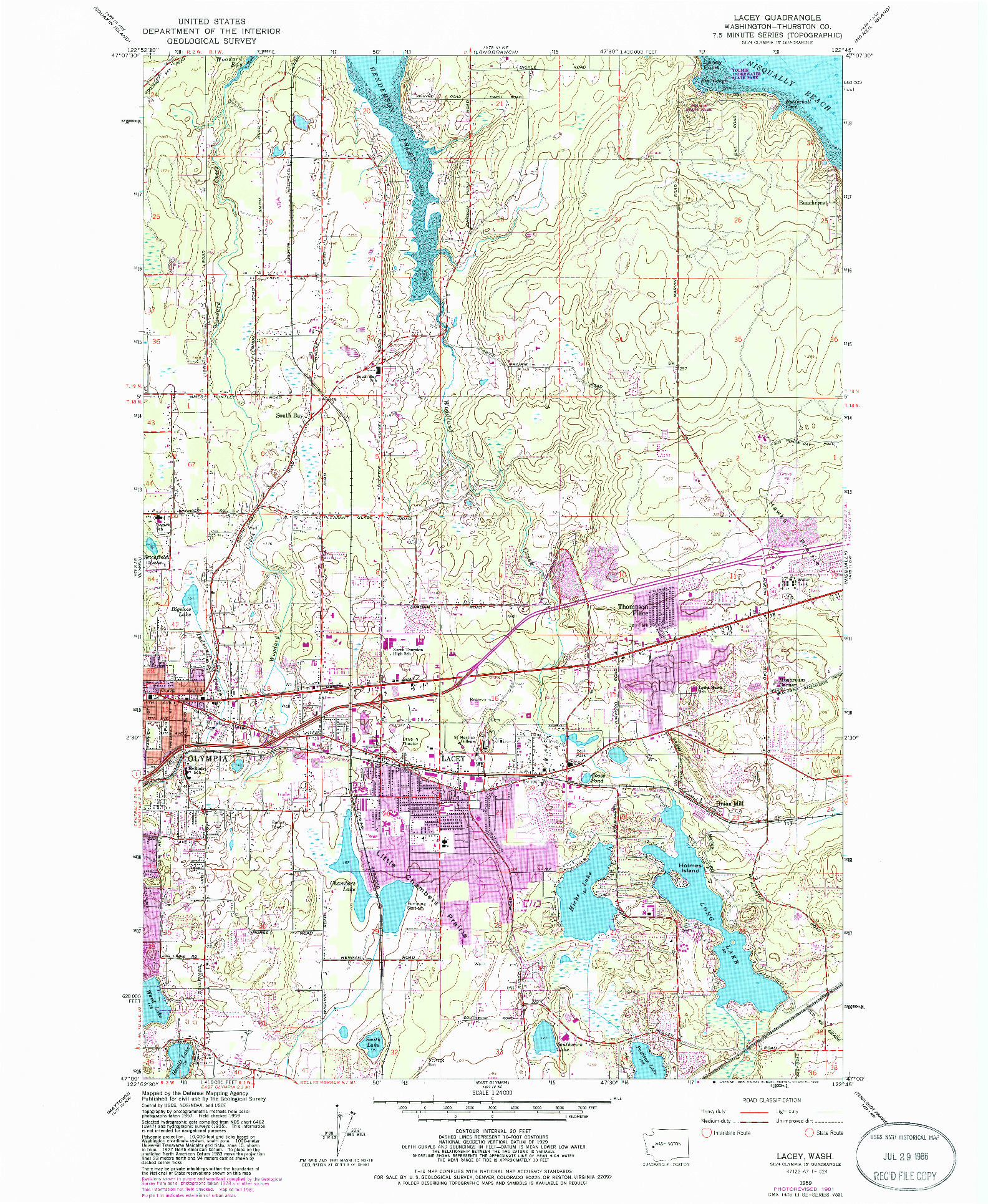 USGS 1:24000-SCALE QUADRANGLE FOR LACEY, WA 1959