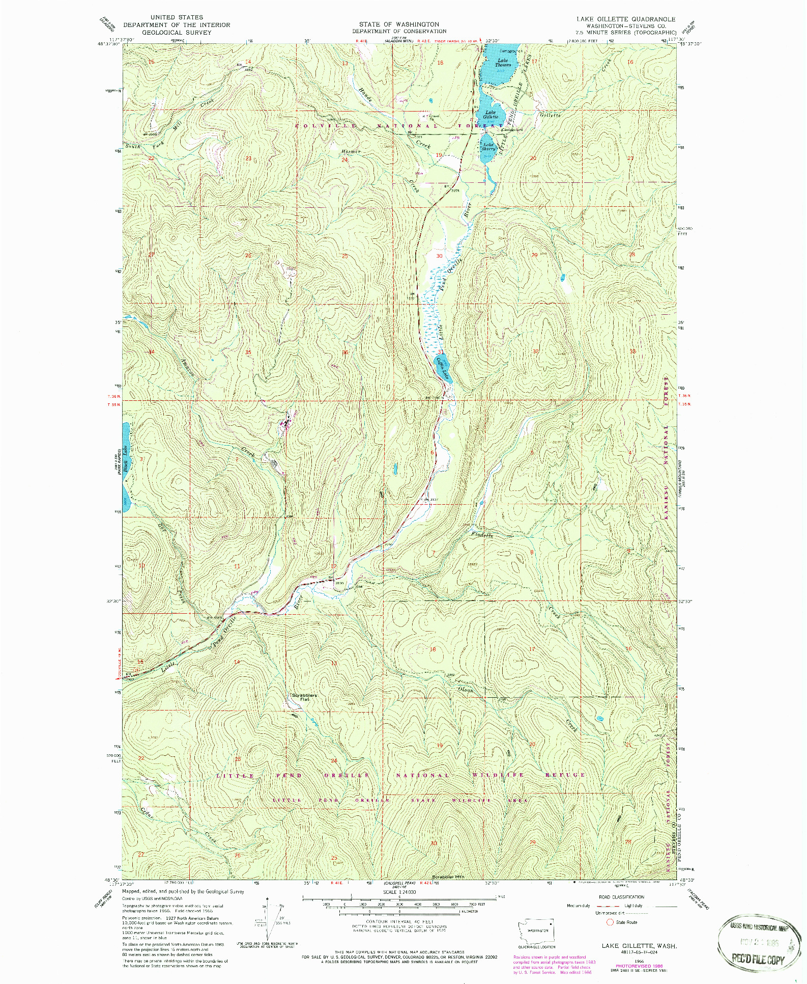 USGS 1:24000-SCALE QUADRANGLE FOR LAKE GILLETTE, WA 1966