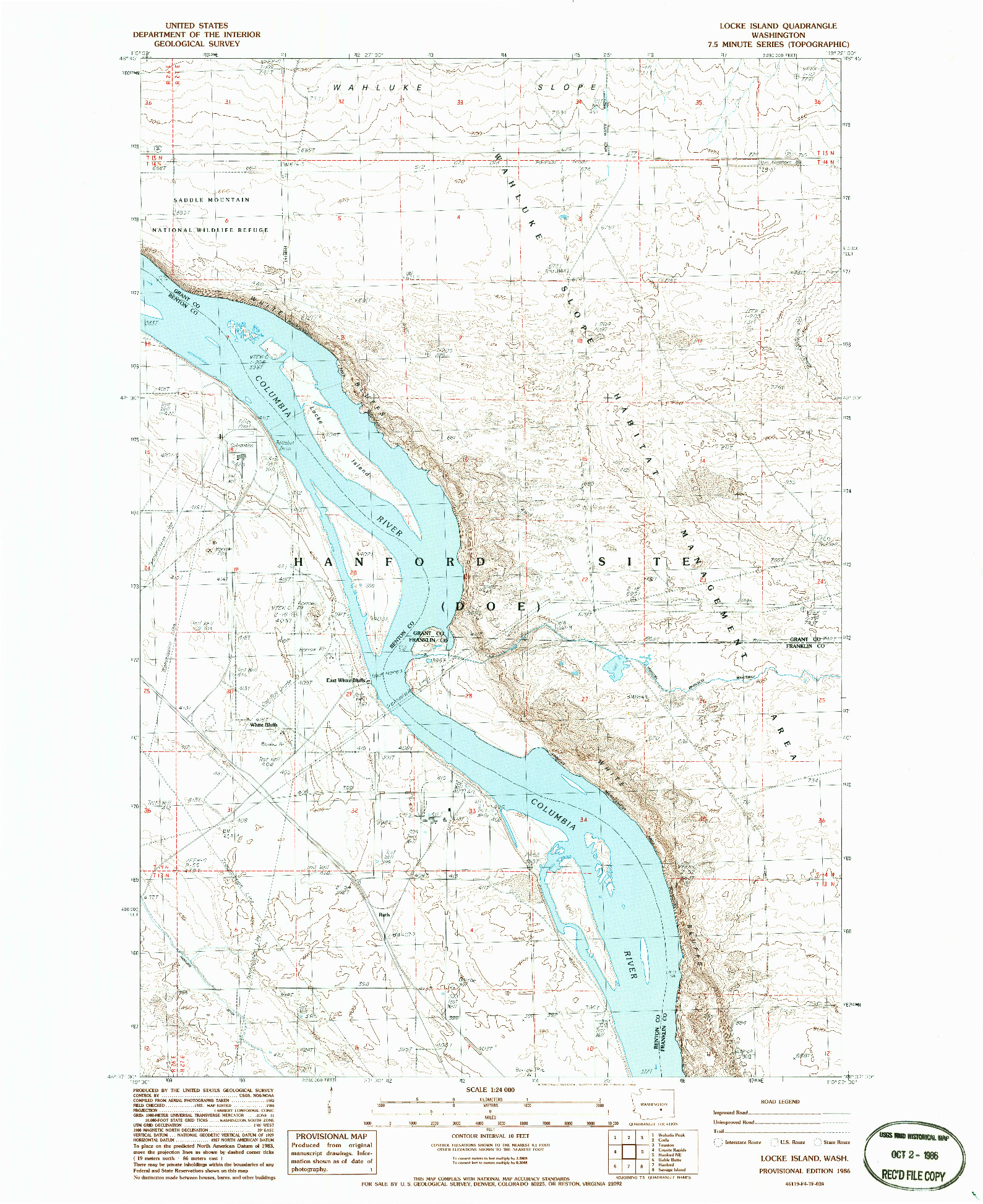 USGS 1:24000-SCALE QUADRANGLE FOR LOCKE ISLAND, WA 1986