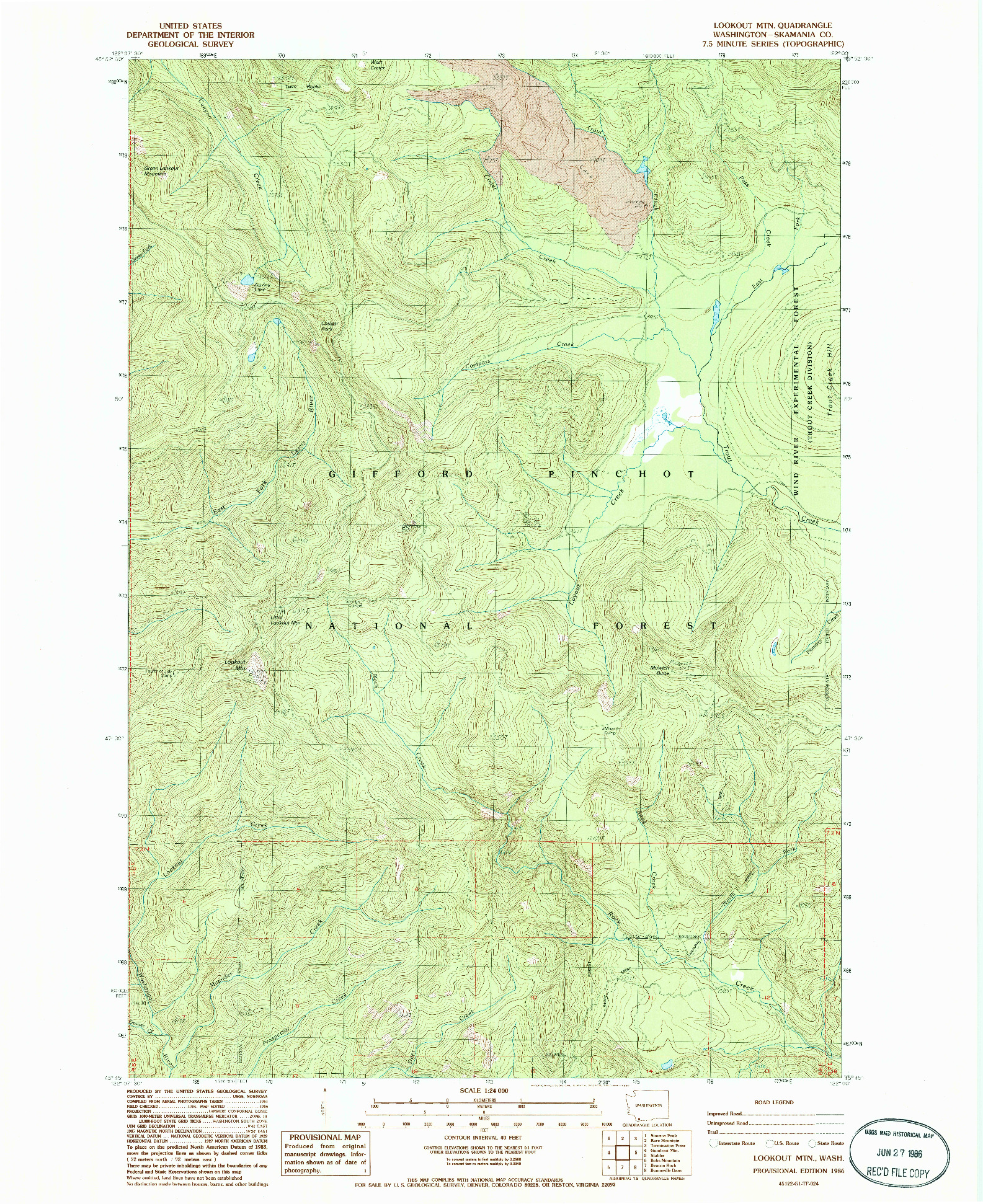 USGS 1:24000-SCALE QUADRANGLE FOR LOOKOUT MTN, WA 1986