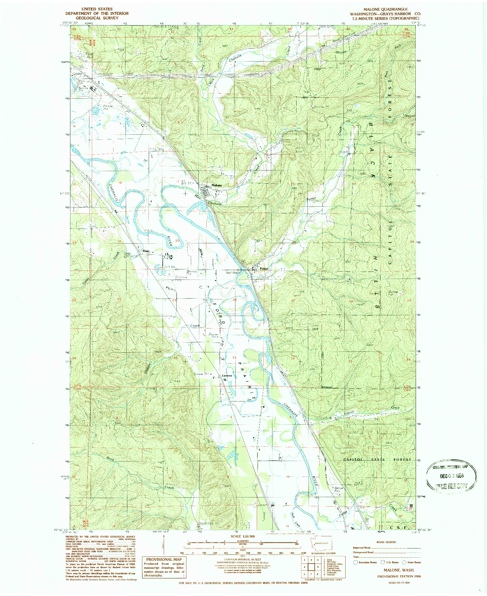 USGS 1:24000-SCALE QUADRANGLE FOR MALONE, WA 1986