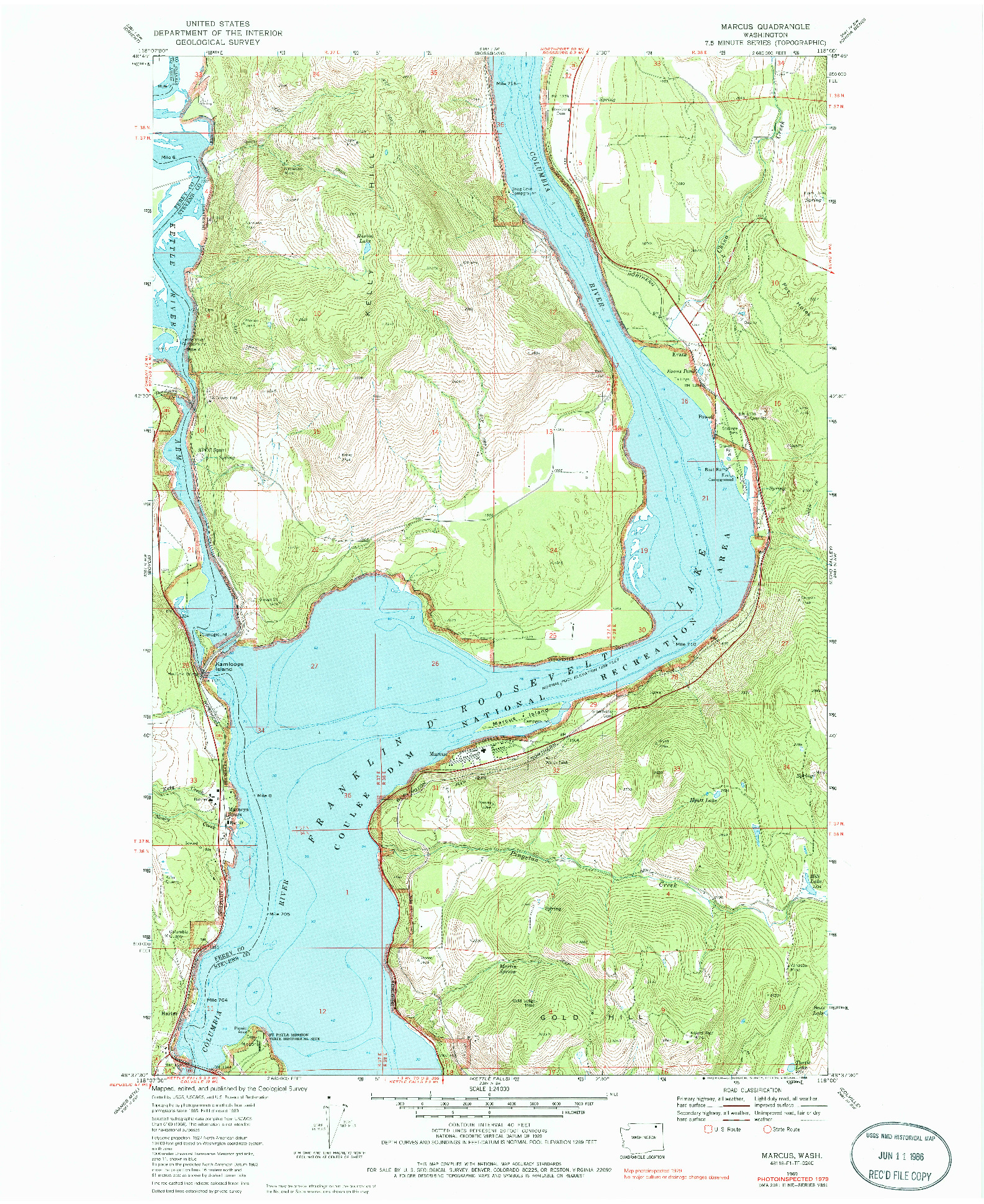 USGS 1:24000-SCALE QUADRANGLE FOR MARCUS, WA 1969